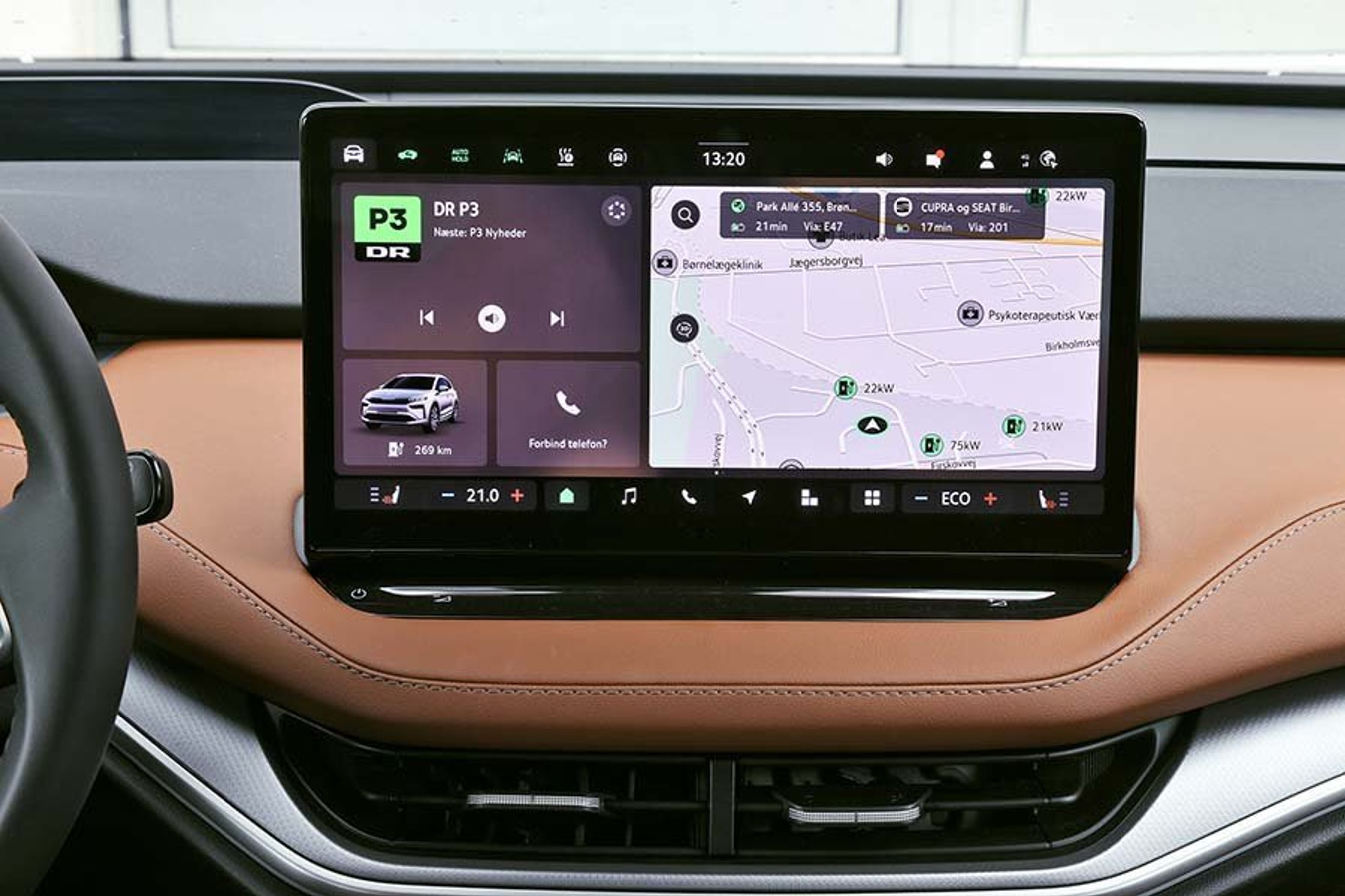 Midterskærm i en Skoda Enyaq