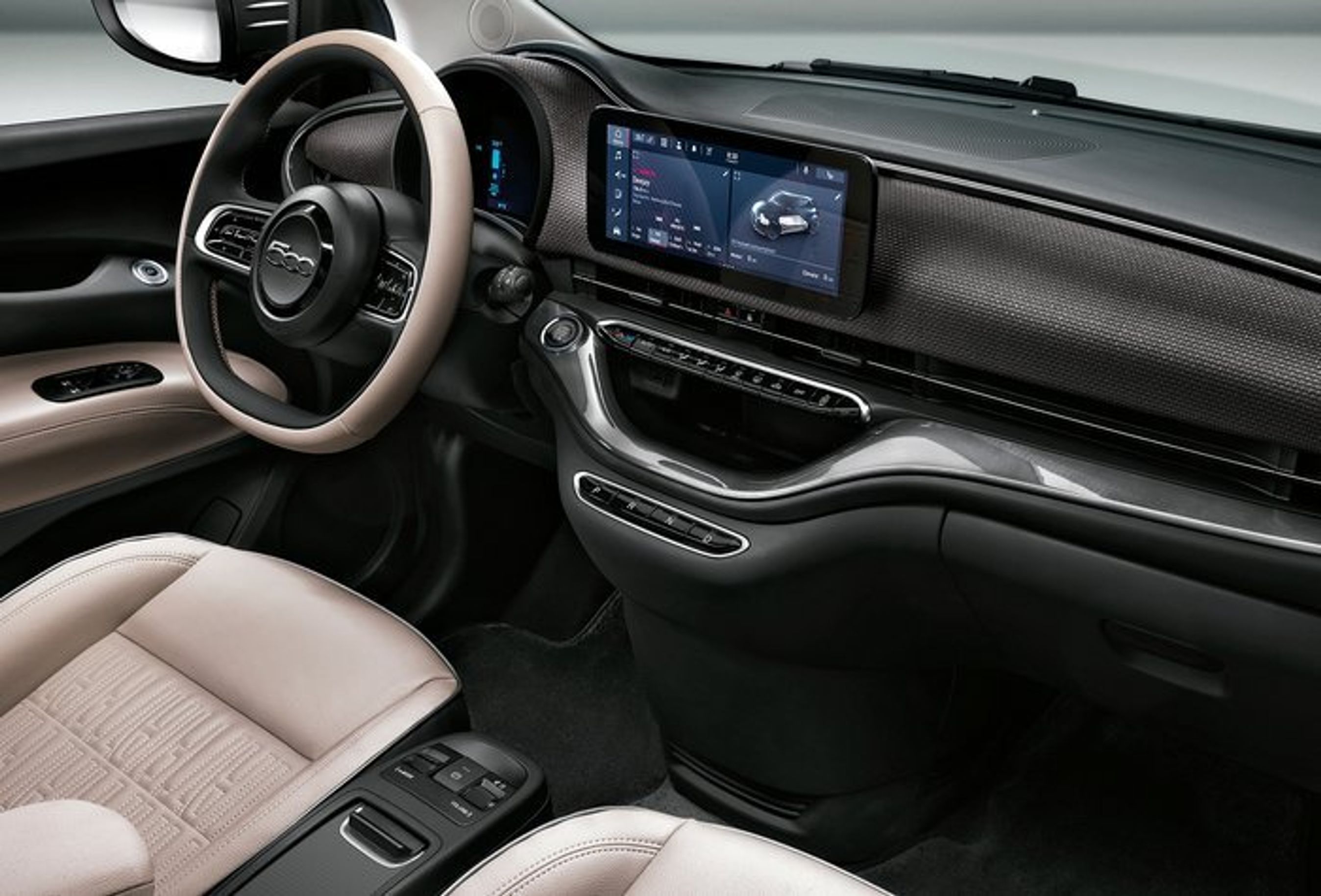 Fiat 500 elektrisk har en stor 10,25 tommer skærm i topudgaverne.