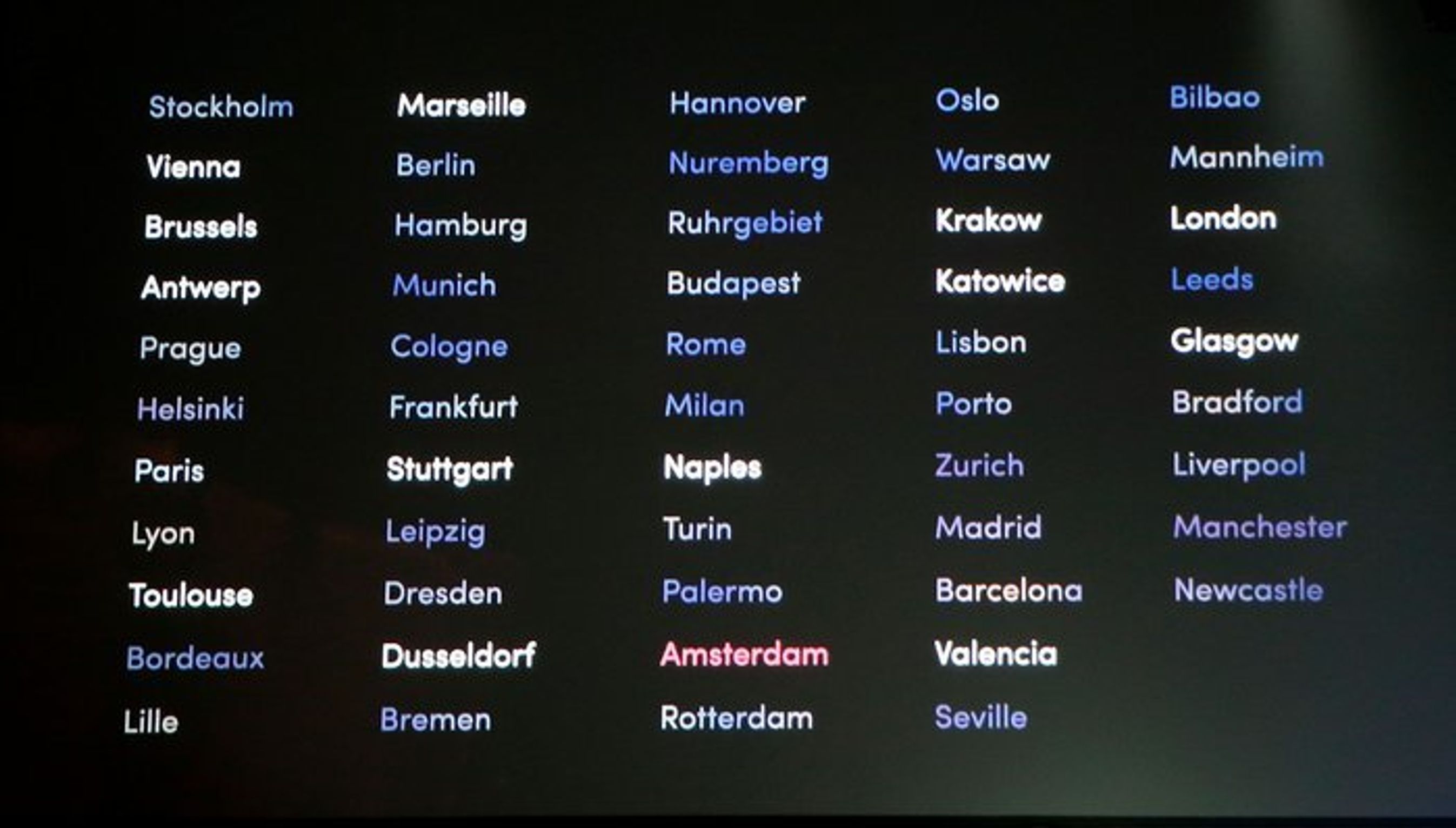 Listen med byer, der får popup-butikker.