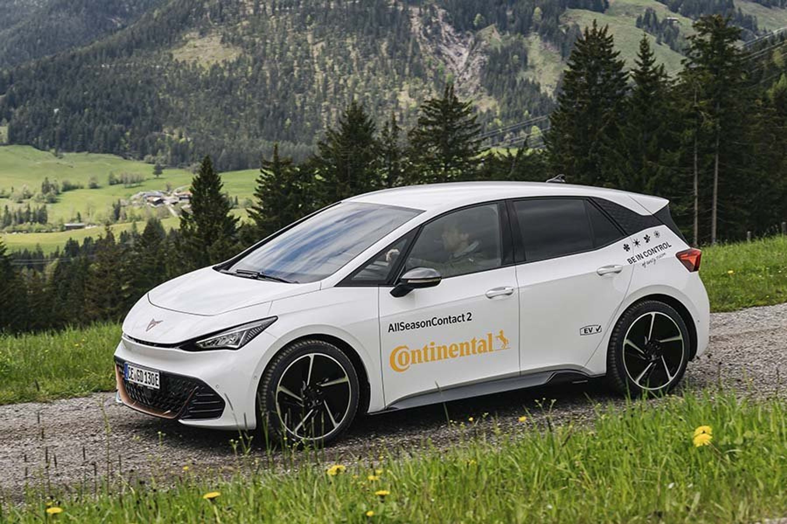 Elbil holder på bjergvej