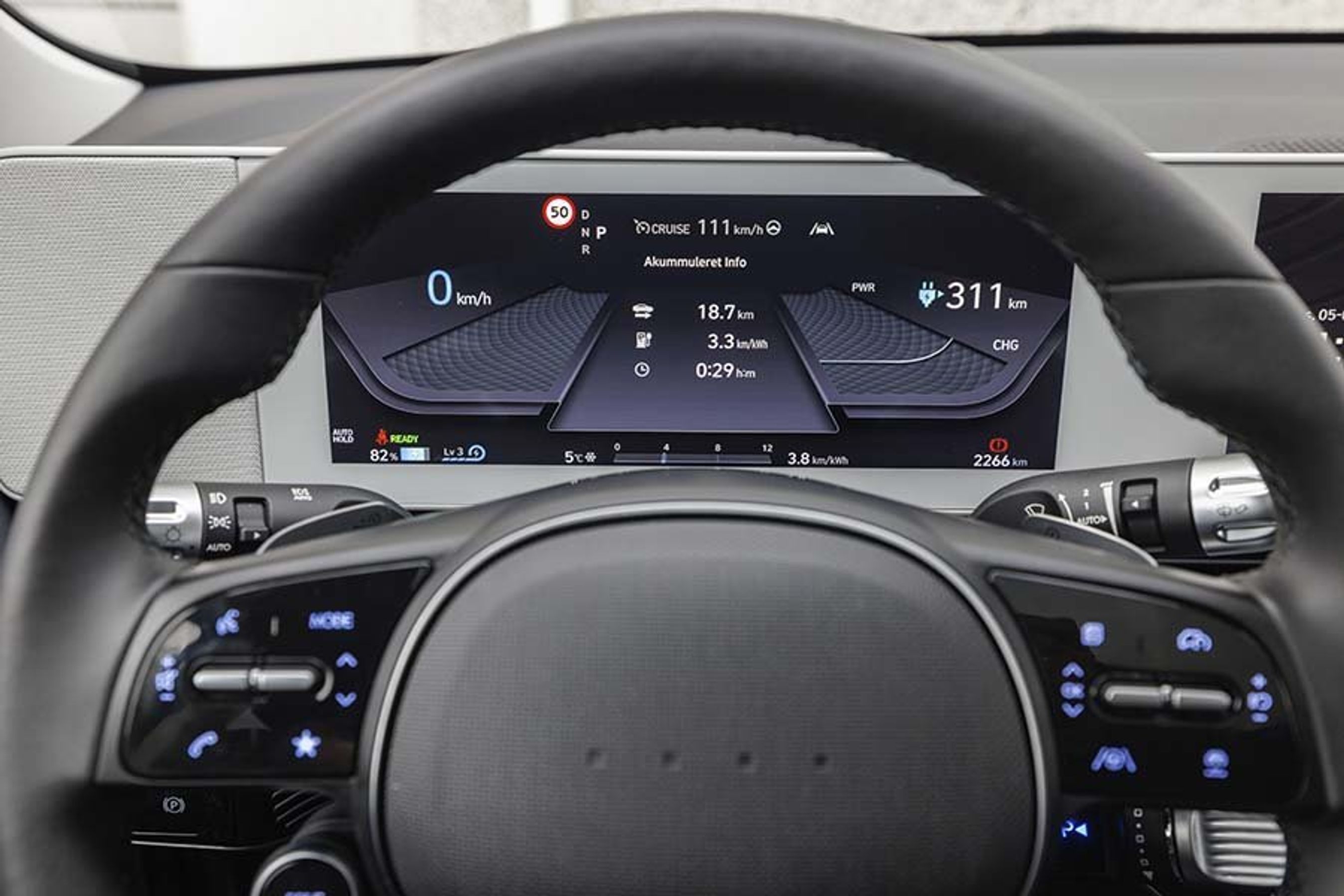 Digitalt instrumenthus i elbilen Hyundai Ioniq 5