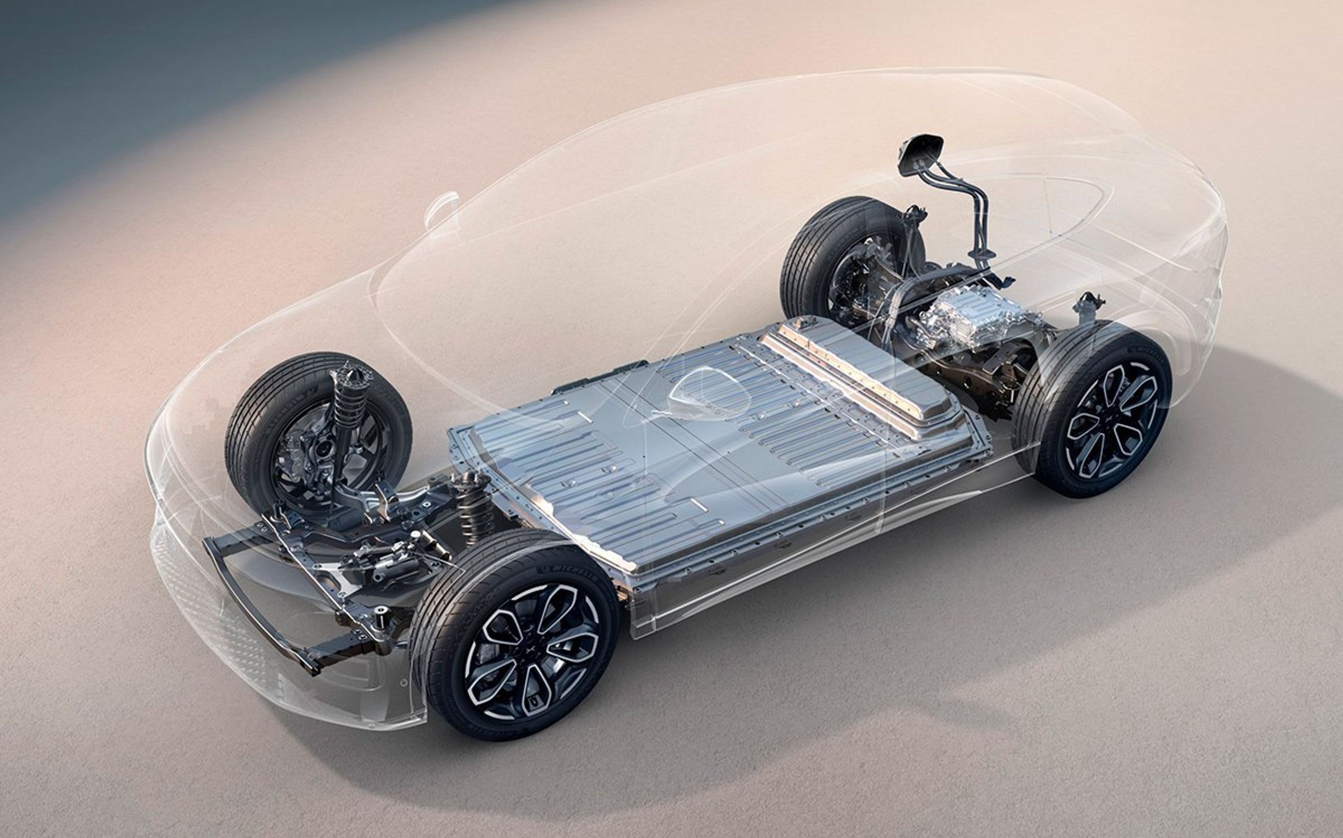 Batteripakke i bunden af bil.