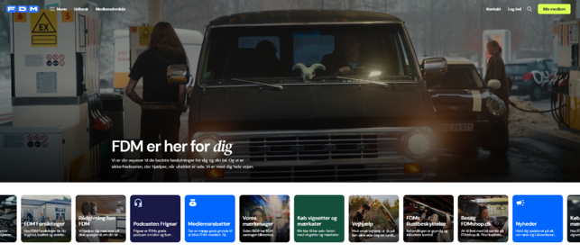 Screen shot af forsiden af fdm.dk