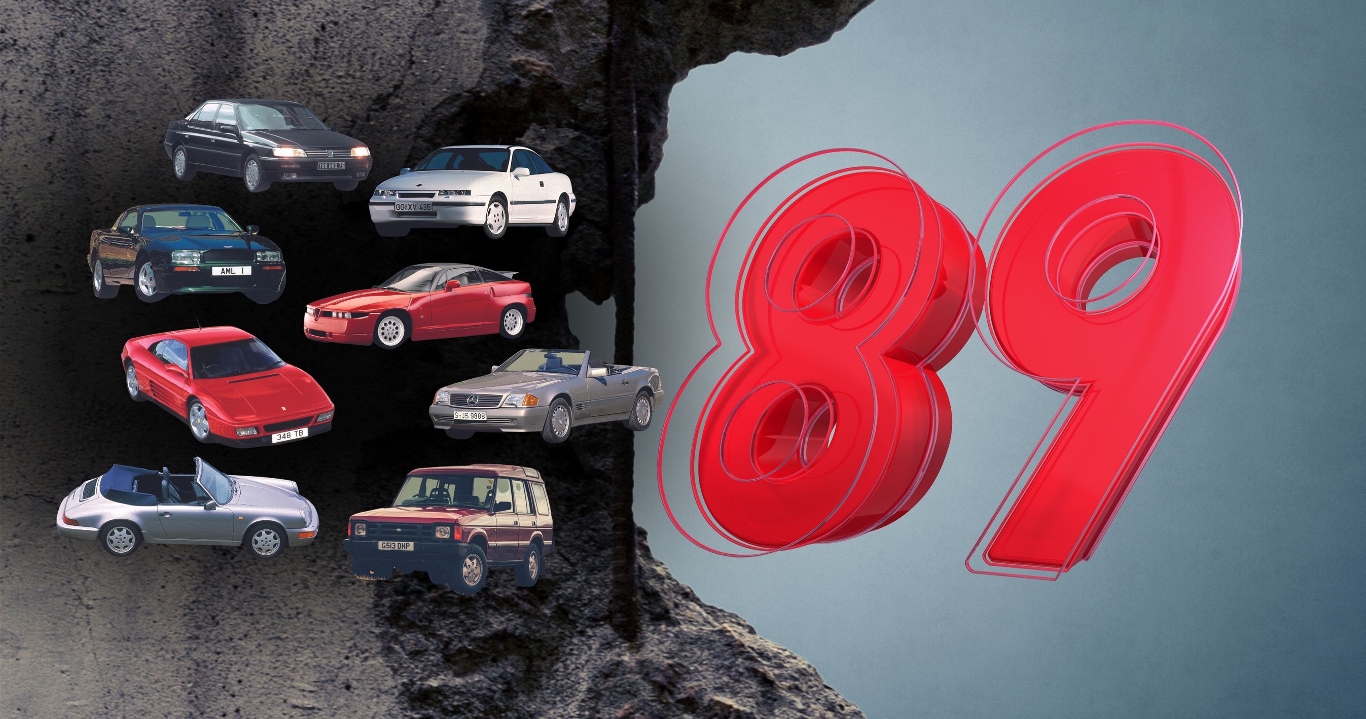 Illustration med bilmodeller på "Berlinmur"