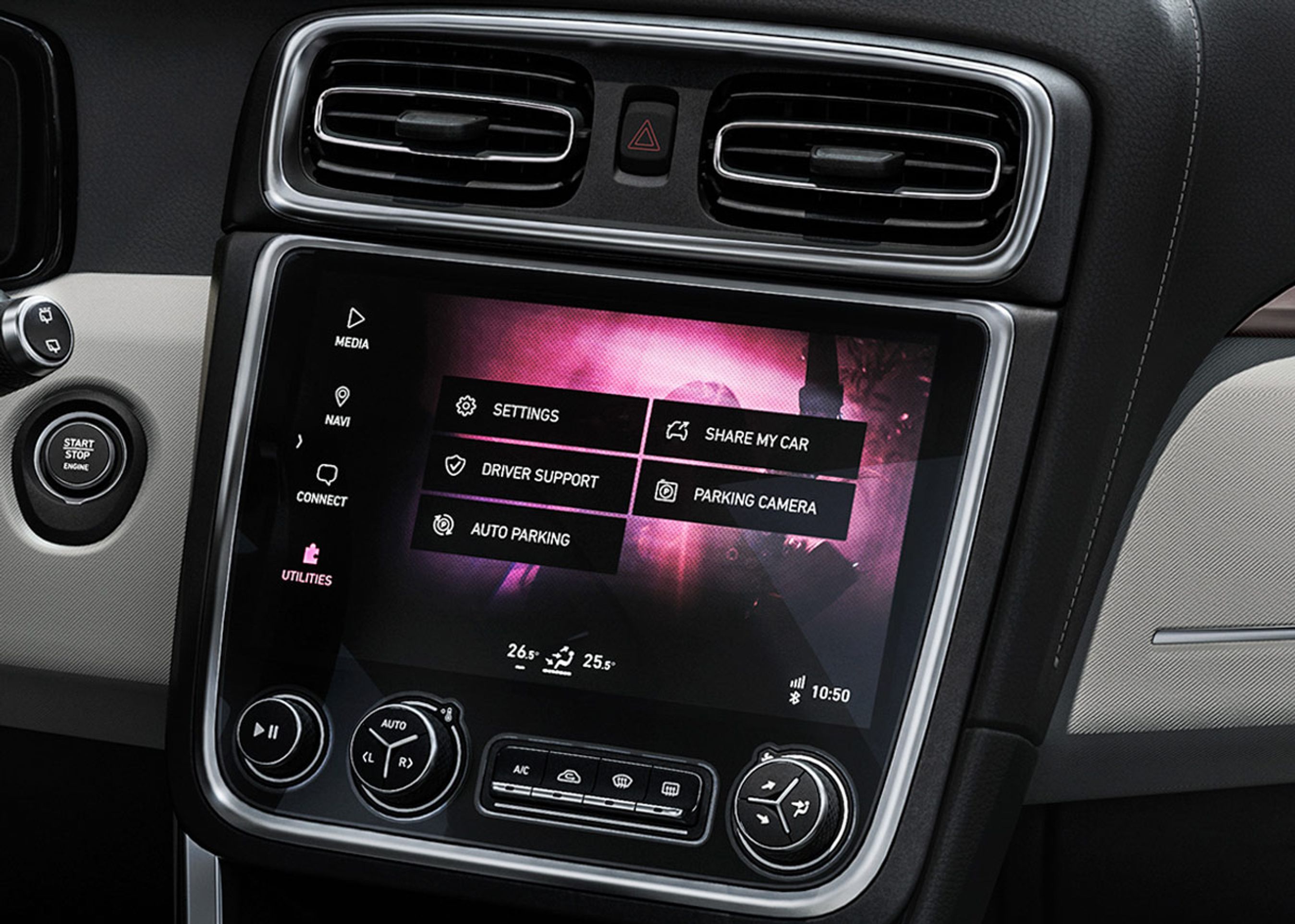Skærmen er vigtig i Lynk & Co. Bl.a. er det herfra, man styrer opkoblingen til internettet.