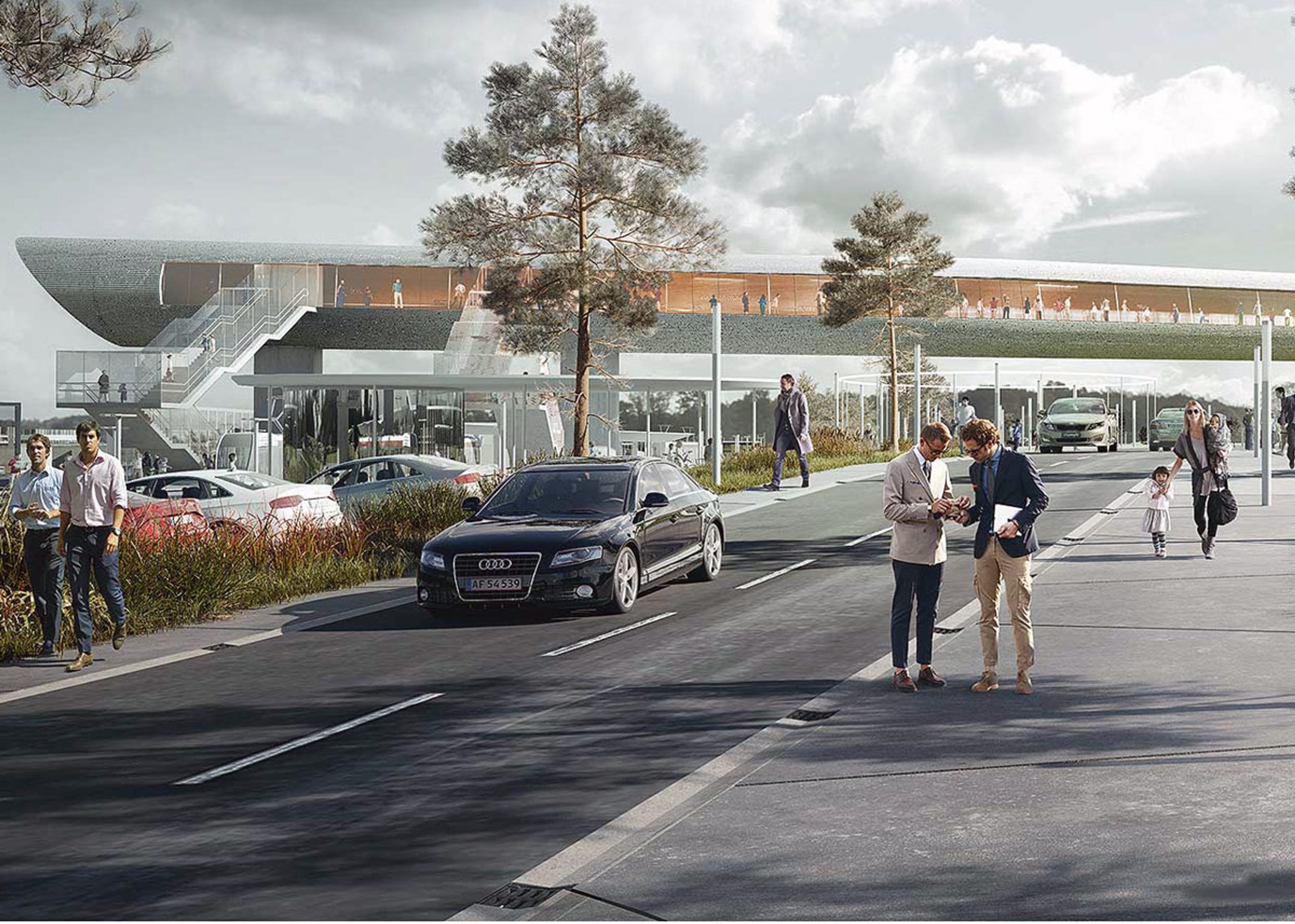 Der anlægges et stort antal parkeringspladser lige ved den nye pendler- og skiftestation.