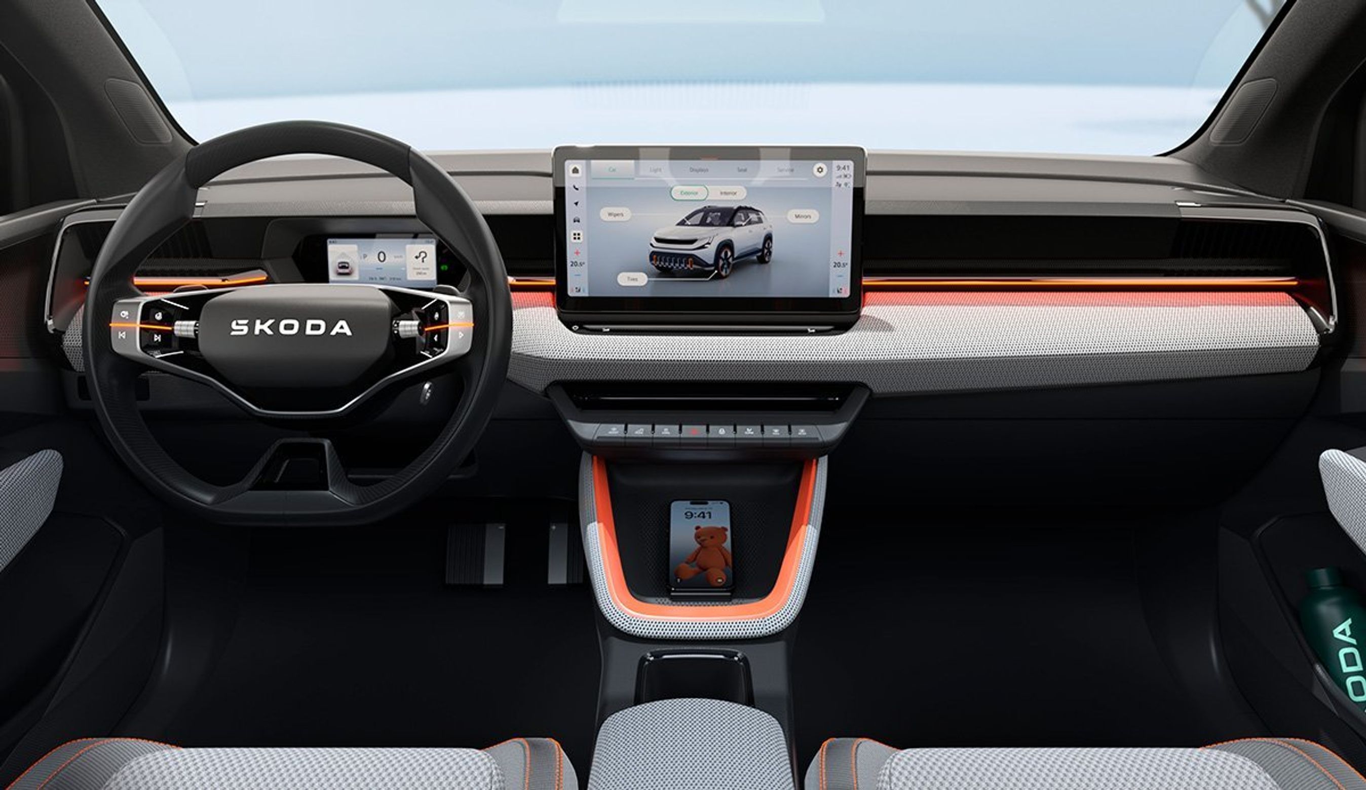 Førerpladsen i Skoda Epiq.