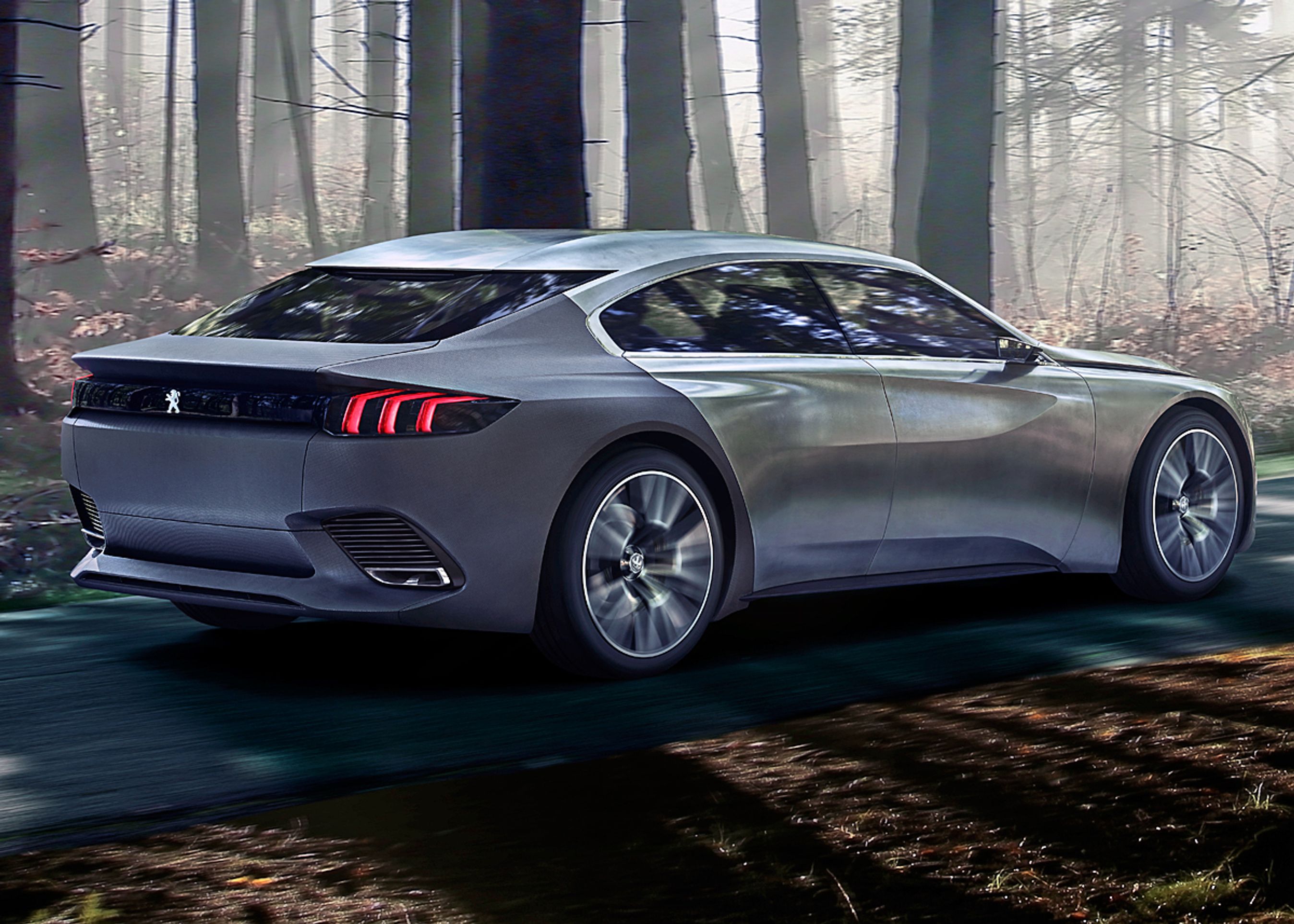 Konceptbilen Exalt ser stor ud i kraft af sin bredde og lange motorhjelm, men ellers passer den meget godt med den næste Peugeot 508.