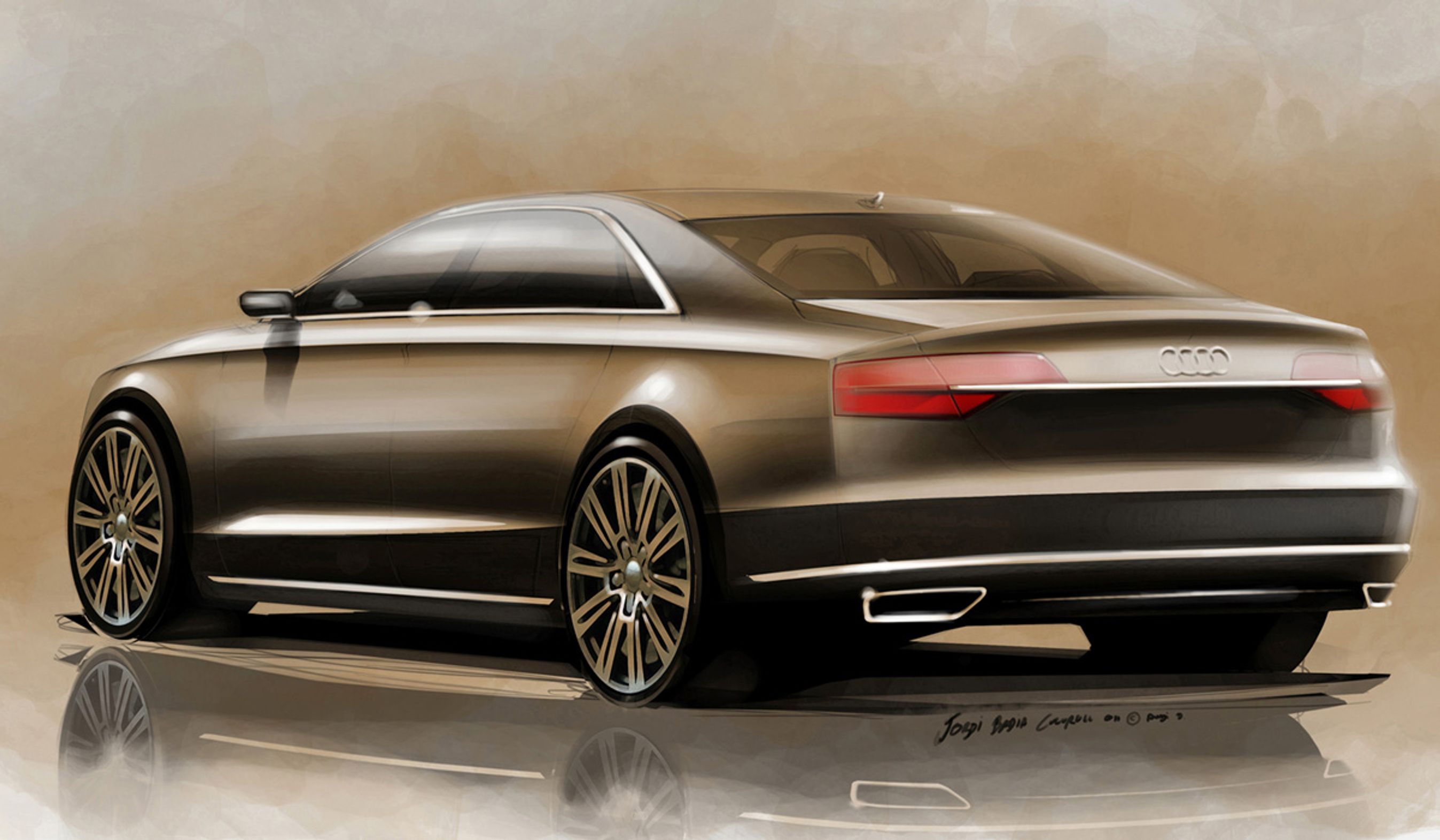 Designskitse af den nye Audi A8.