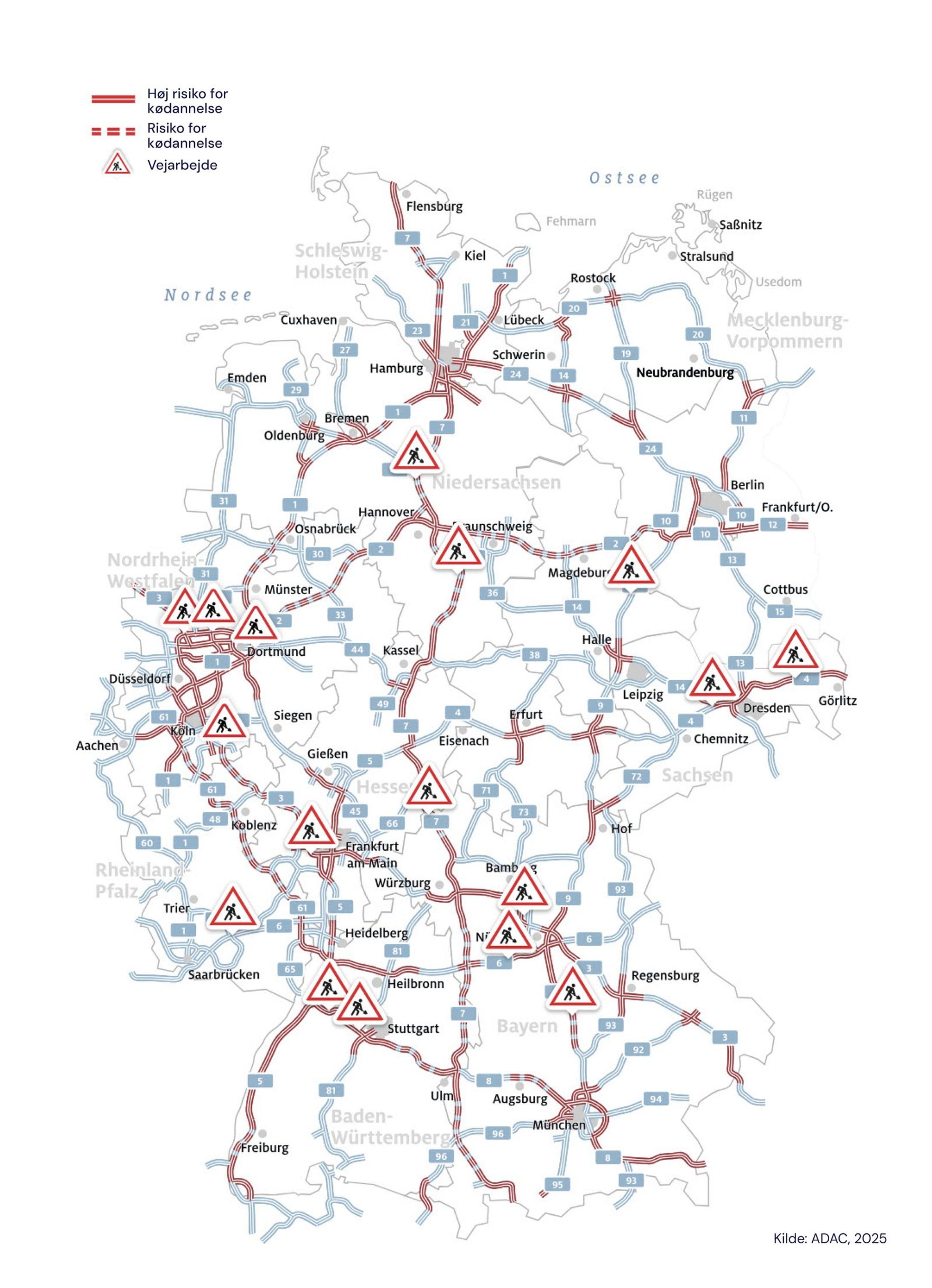 Planlagte vejarbejder i Tyskland