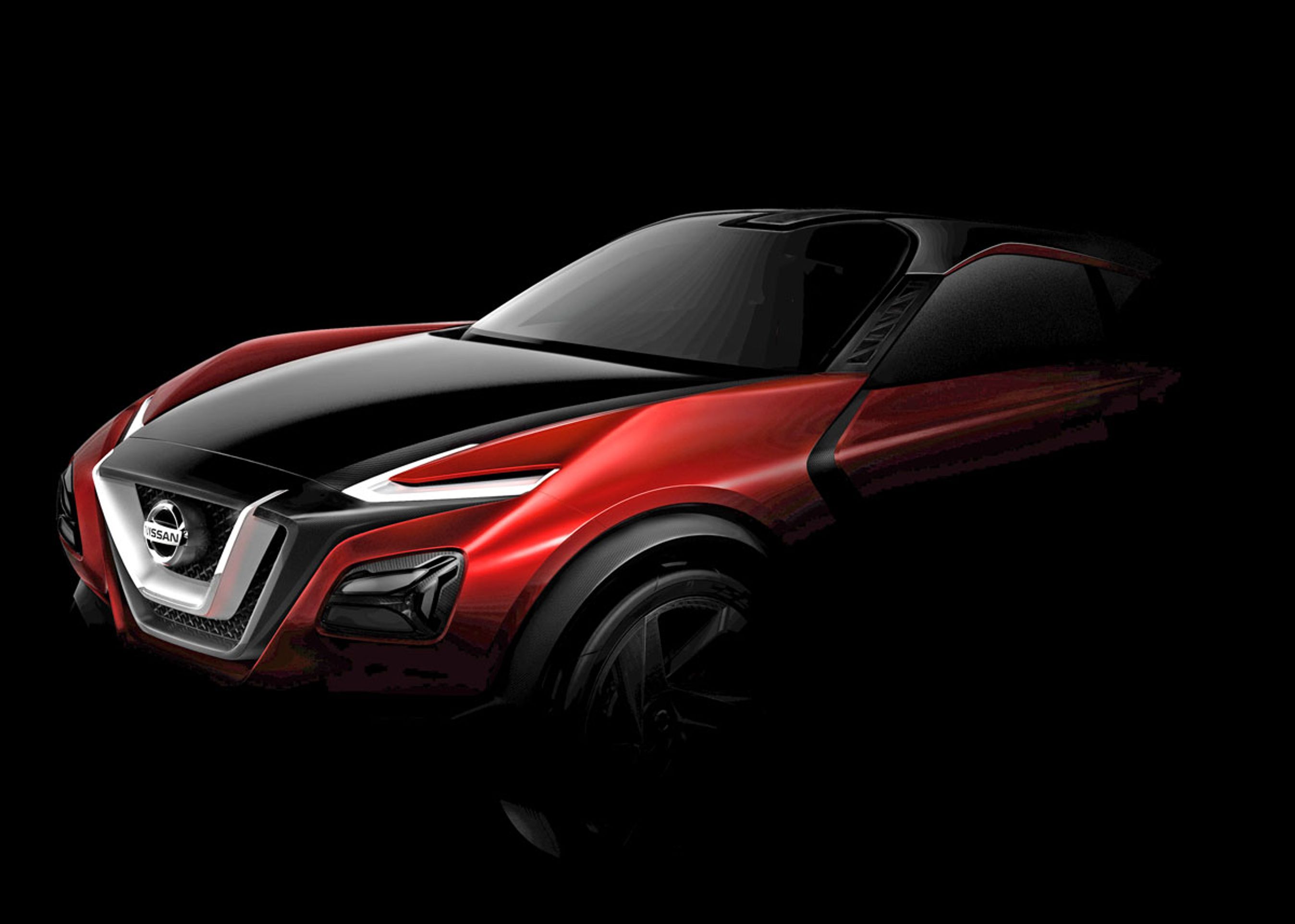 Konceptbilen Gripz lader til at have en slags coupé-profil. Konceptbilen kunne være tredørs - eller også har den som Juke "skjulte" bagdøre. Foto: Nissan