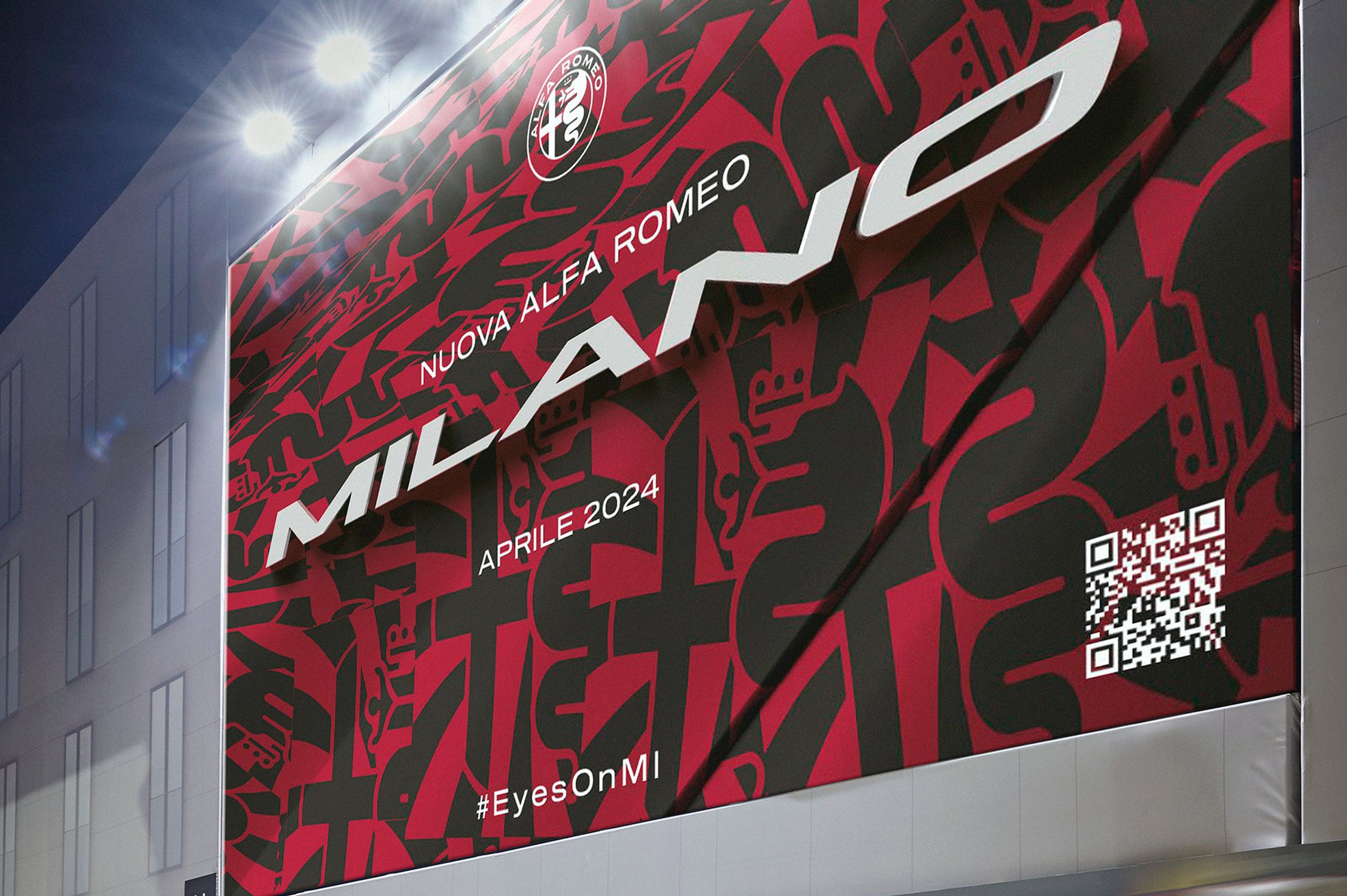 Stort skilt med Milano-navnet.