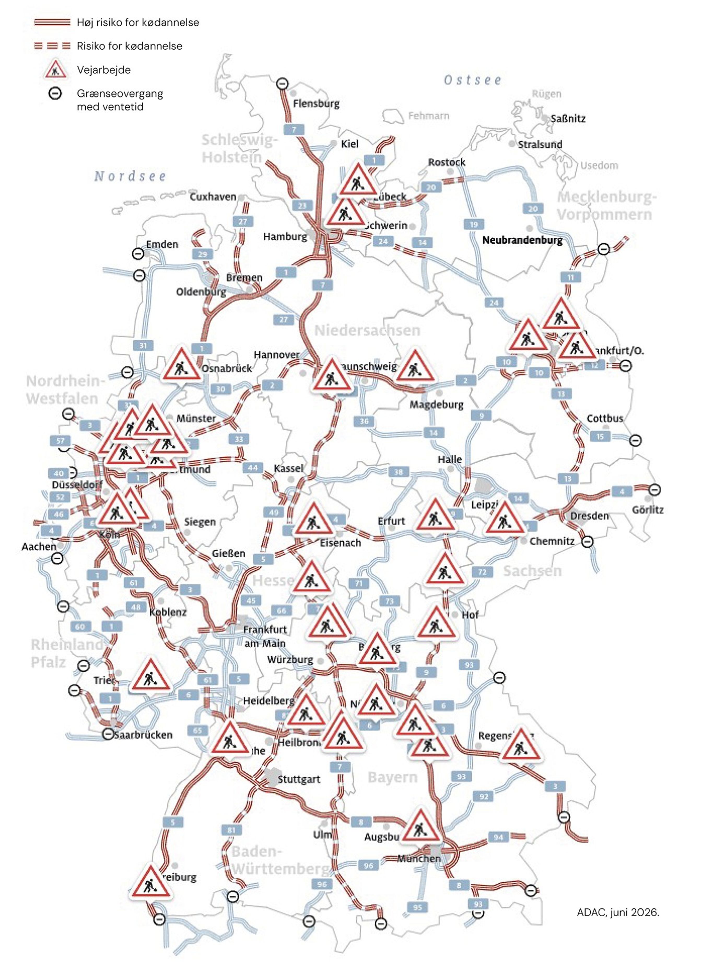 Grafik over tyske vejarbejder juni 2026