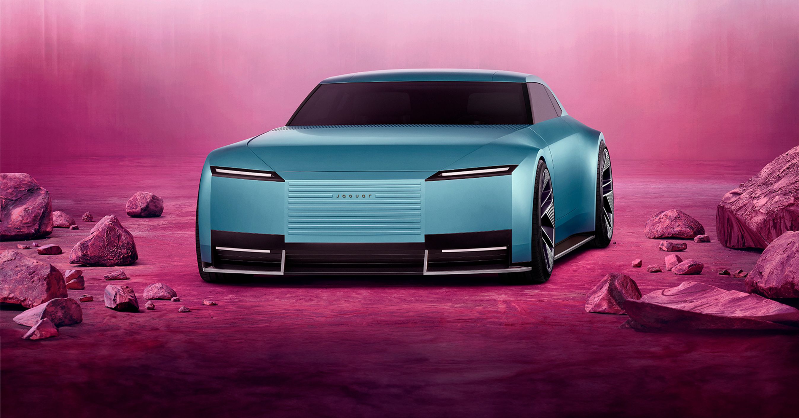 Dramatisk Jaguar-konceptbil set forfra.