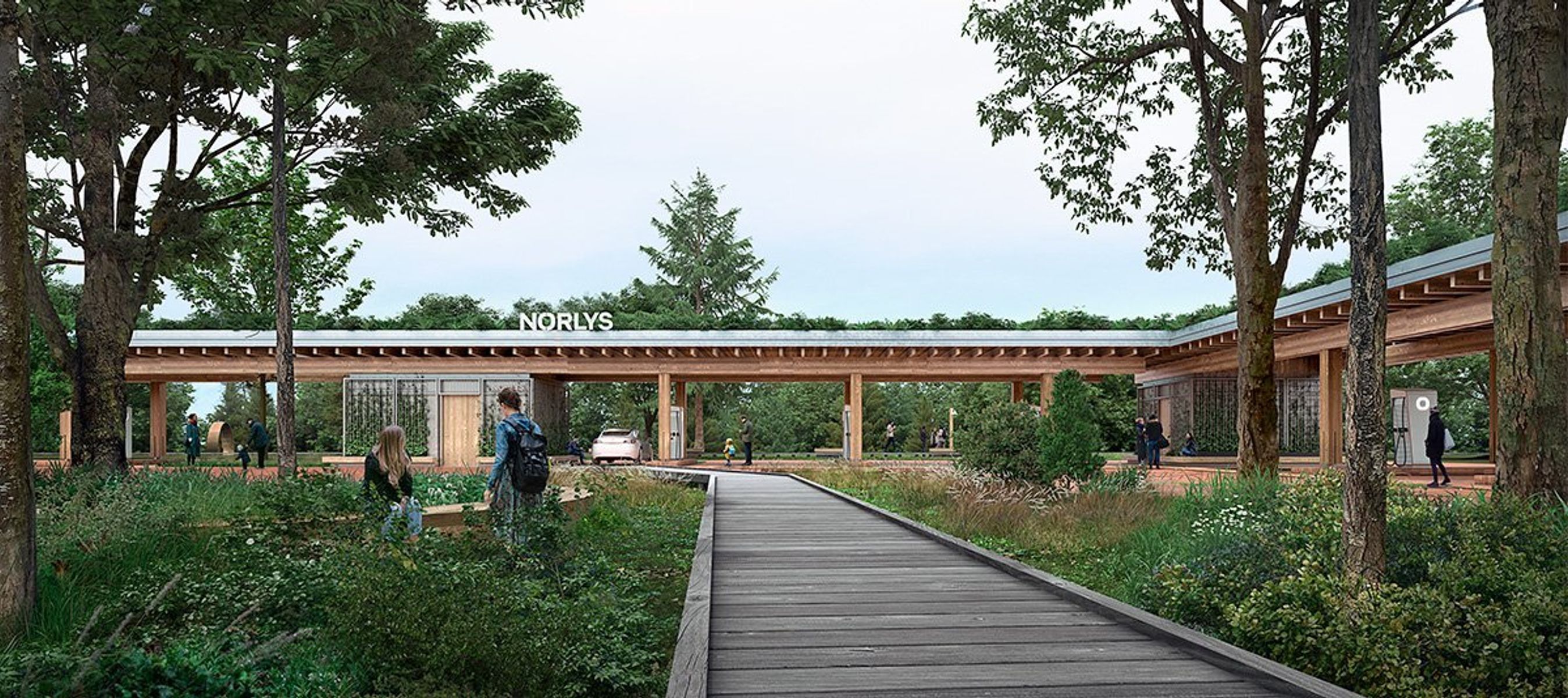 Ladepark fra Norlys med grønne omgivelser.