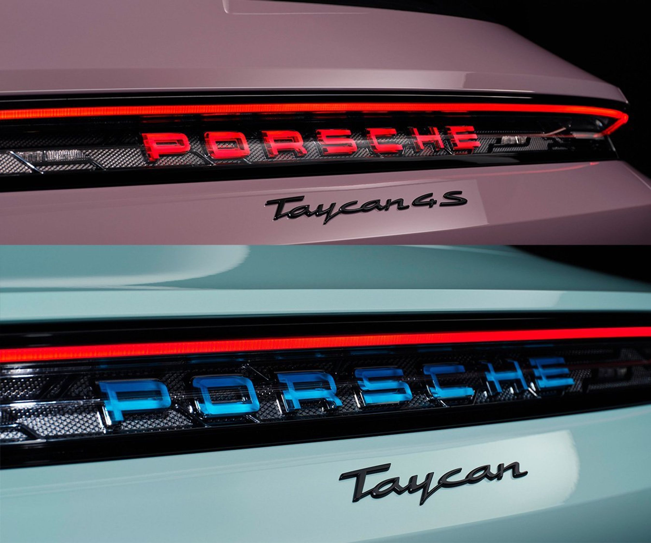 Lyslogo bag på Taycan.