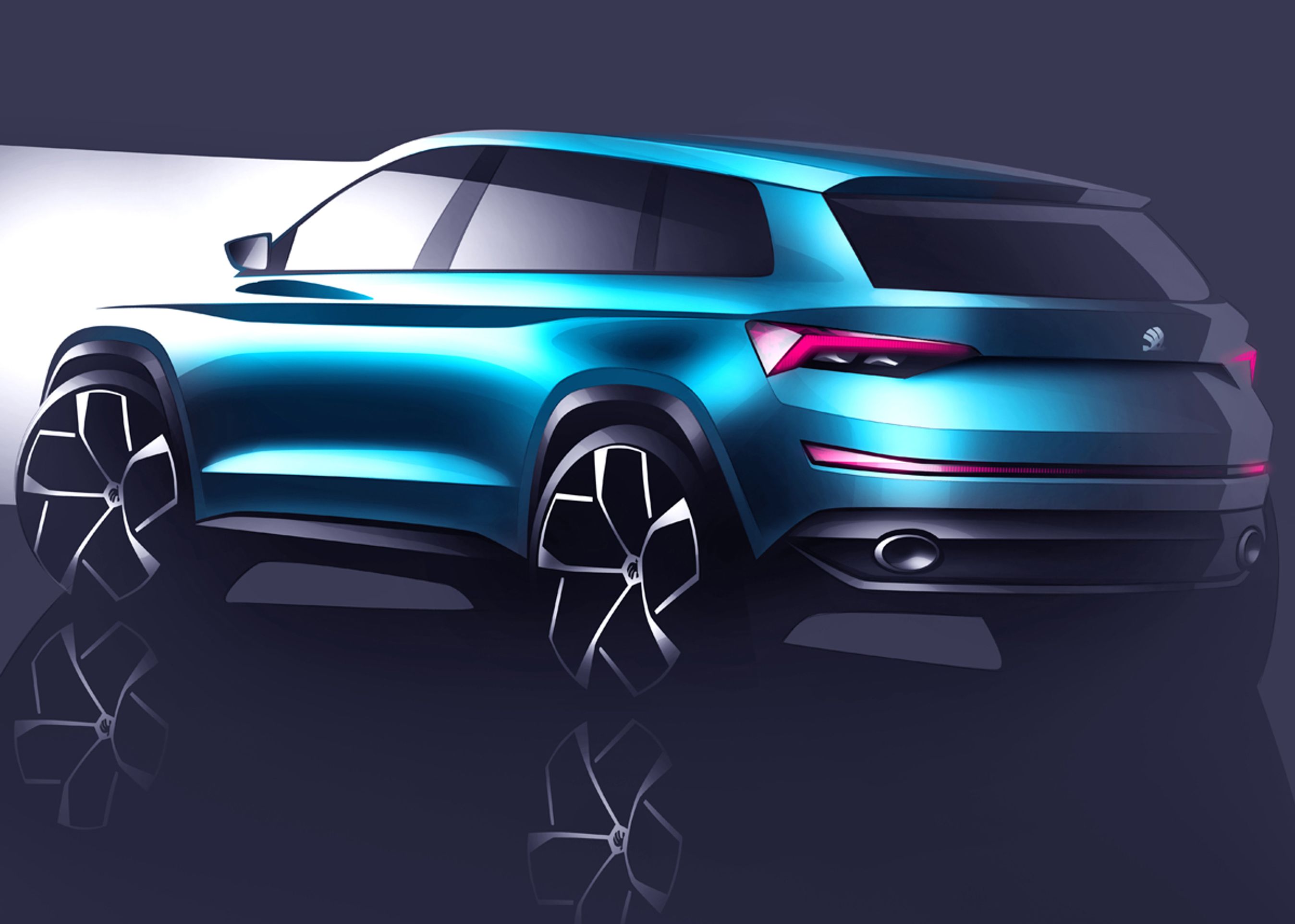 Vision S har en svagt faldende taglinje, der formentlig går i gen på produktions-udgaven. Tegninger: Skoda