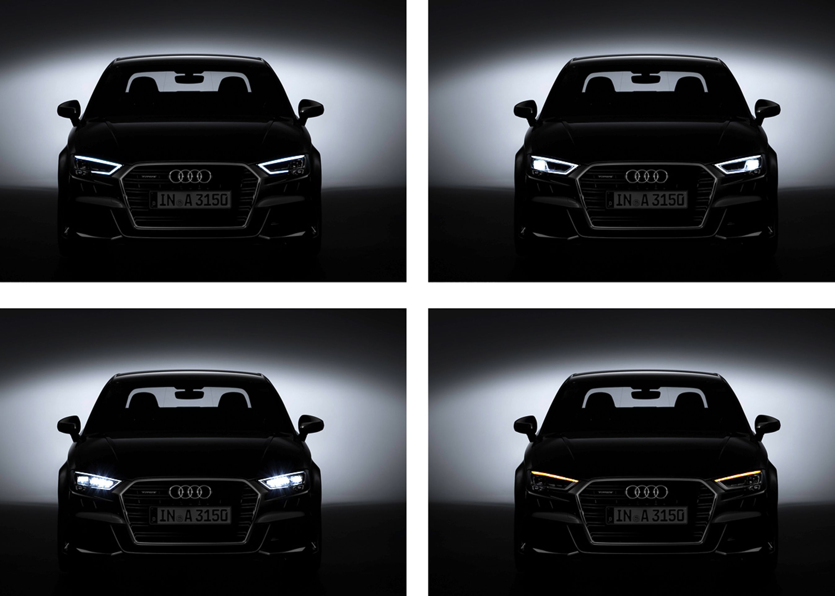 A3 får ny fremtoning i mørke. Med LED Matrix kan lygterne fuldautomatisk belyse vejen optimalt og ikke blænde andre bilister.