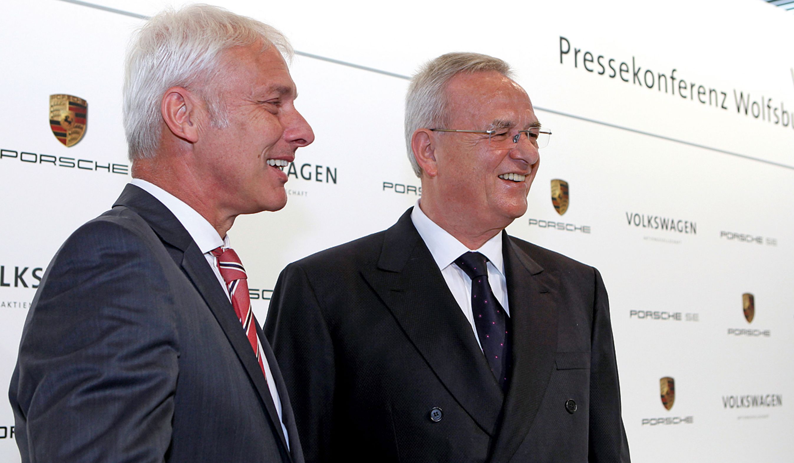 Matthias Müller, medlem af bestyrelsen i Porsche Automobil Holding SE, og Martin Winterkorn, Volkswagens koncernchef.