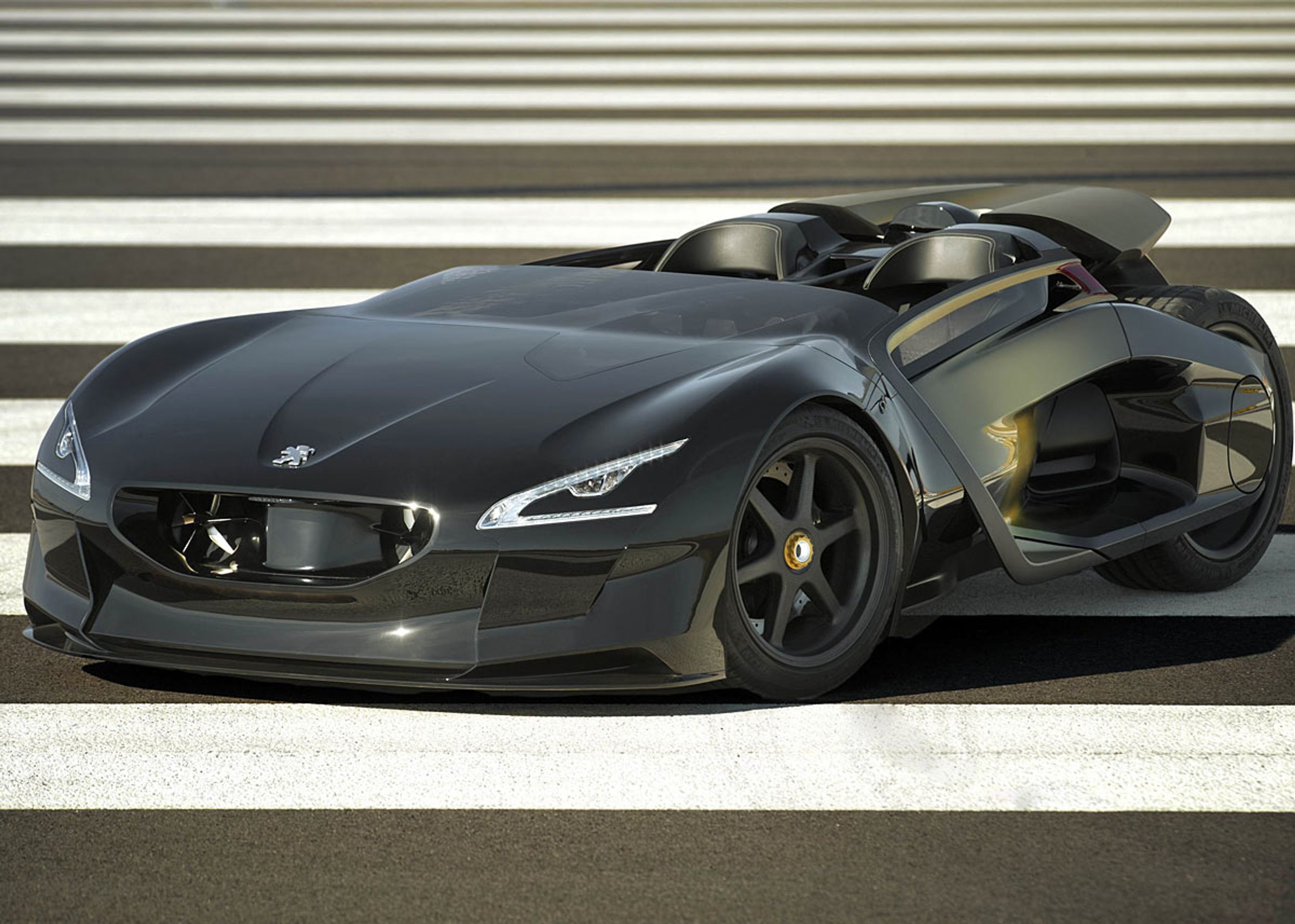 Peugeot EX1 er 90 cm høj og har en bredde på 1,77 m, 