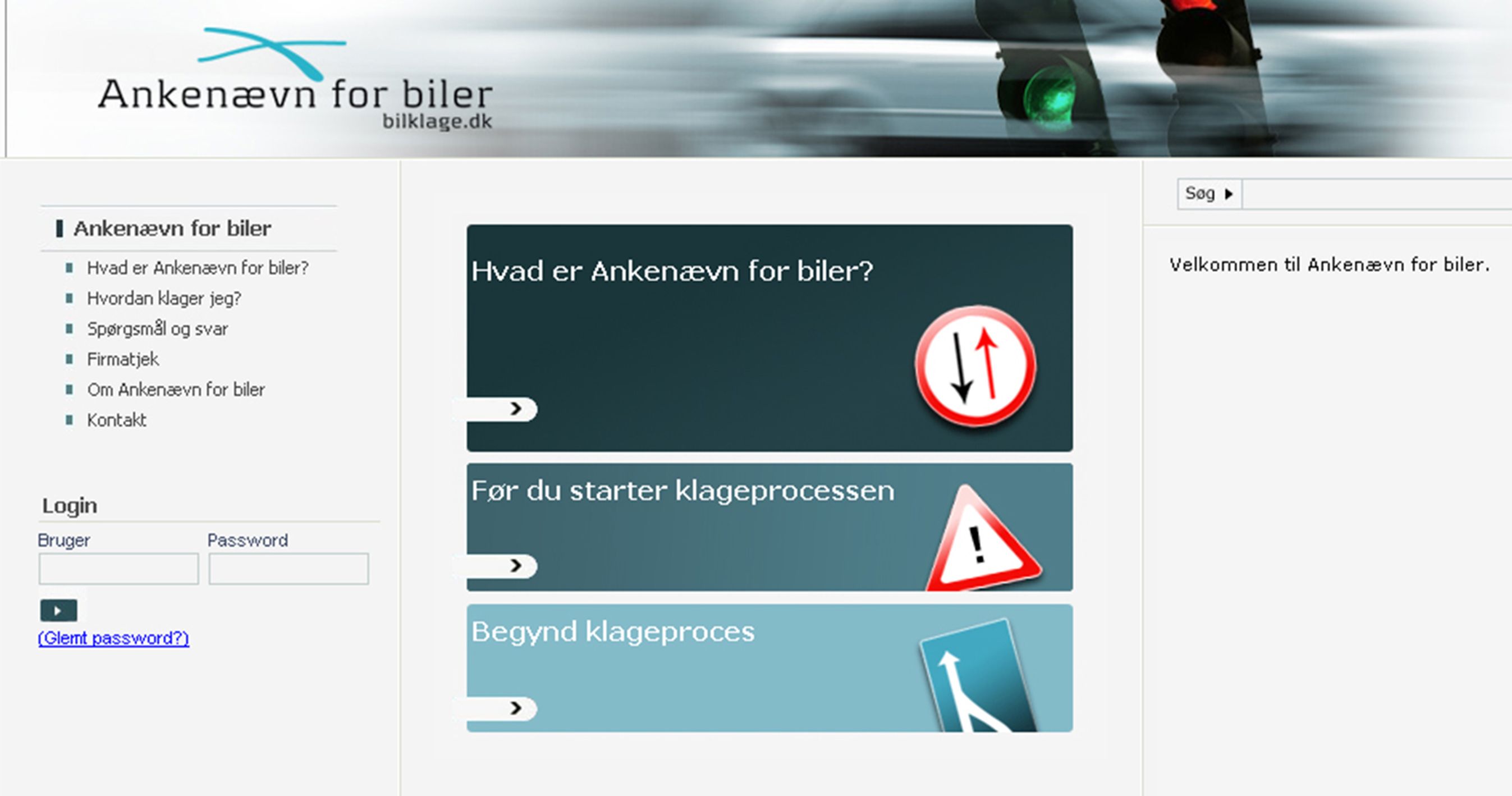 Skærmbillede af bilklage.dk
