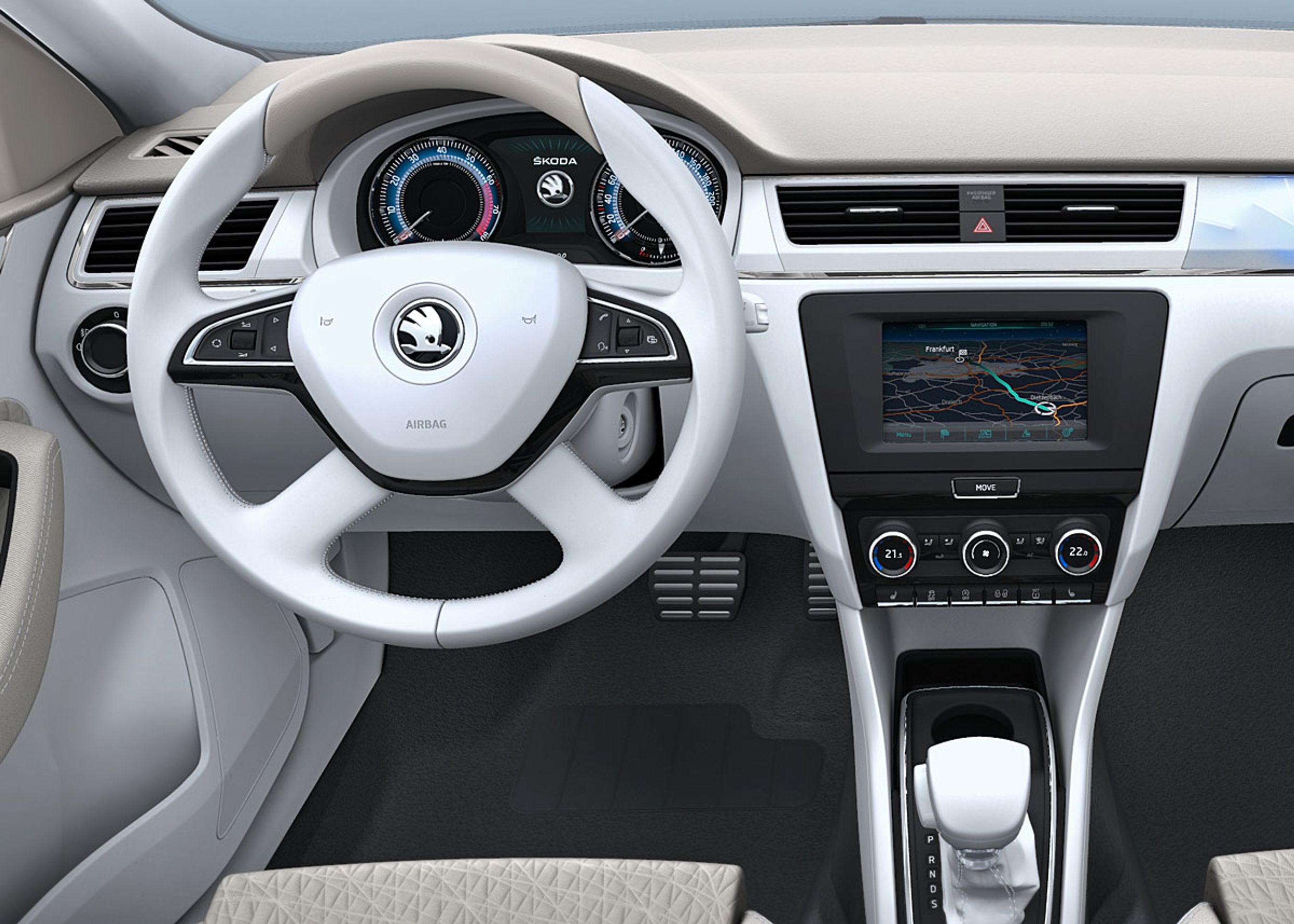 Kabinen er ikke den endelige, men også her er stilen enkel.