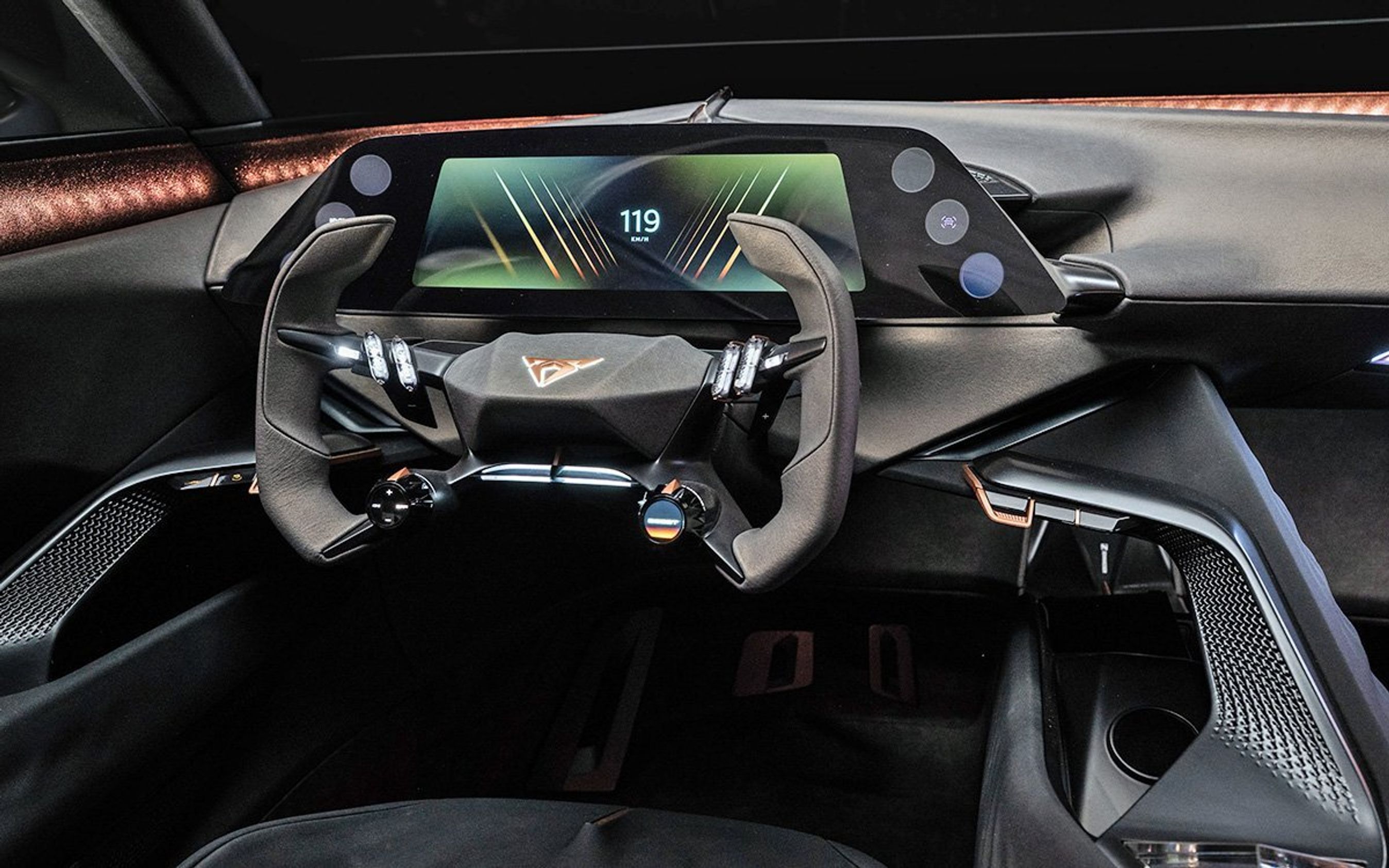 Førerpladsen i Cupra Tindaya.