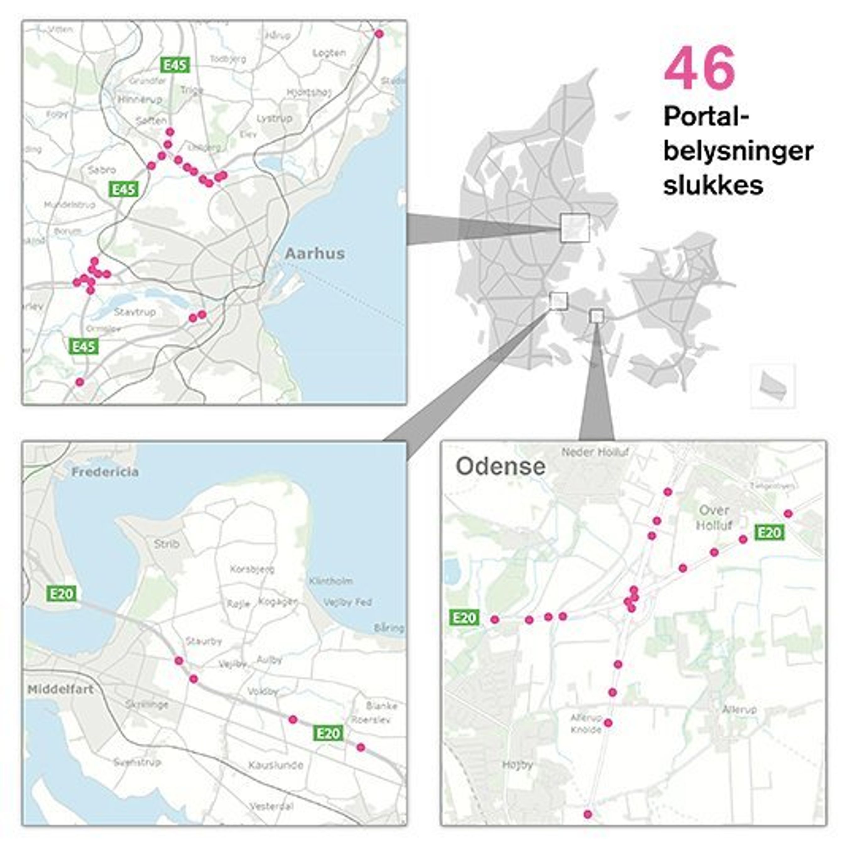 Nyt forsøg betyder, at lyset frem til sommer slukkes om natten på en række motorvejstavler på udvalgte steder.