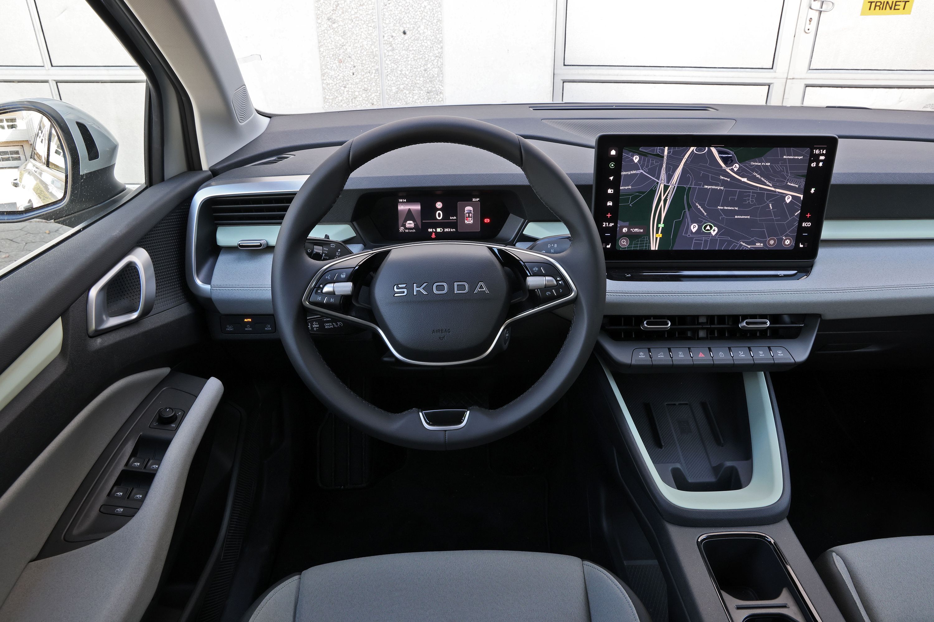 Kabinen i en Skoda Epiq 55 Selection First Edition fra 2026. 