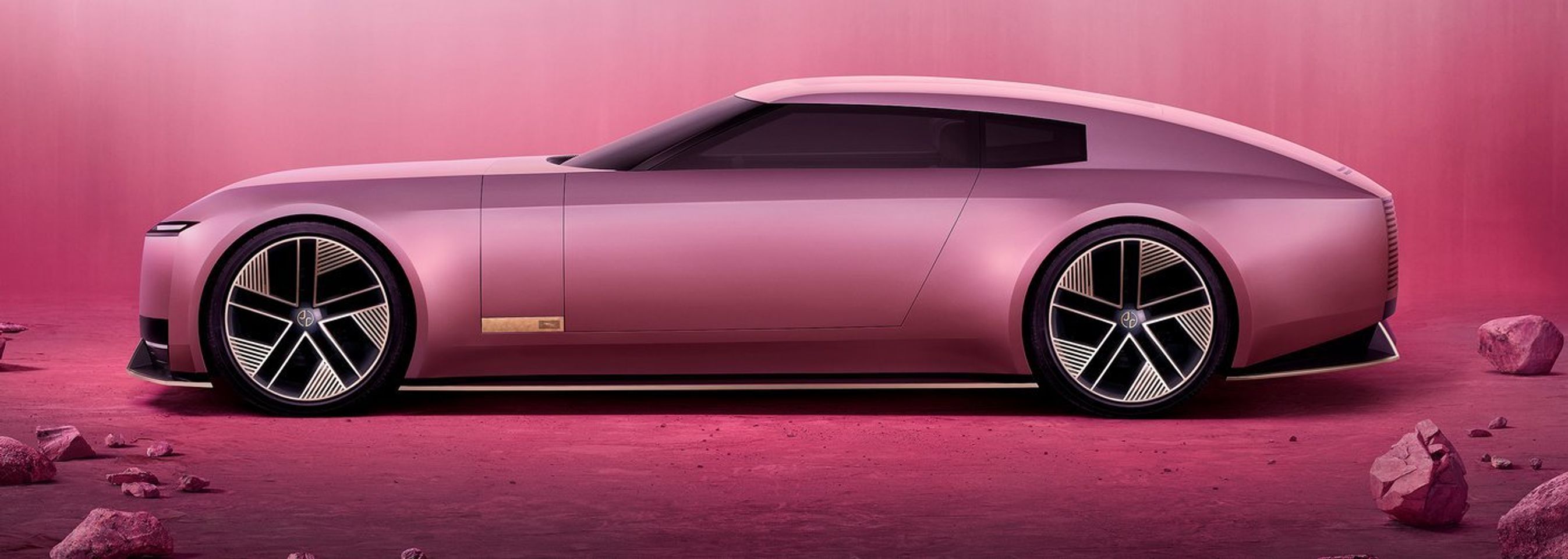 Dramatisk Jaguar-konceptbil i profil.