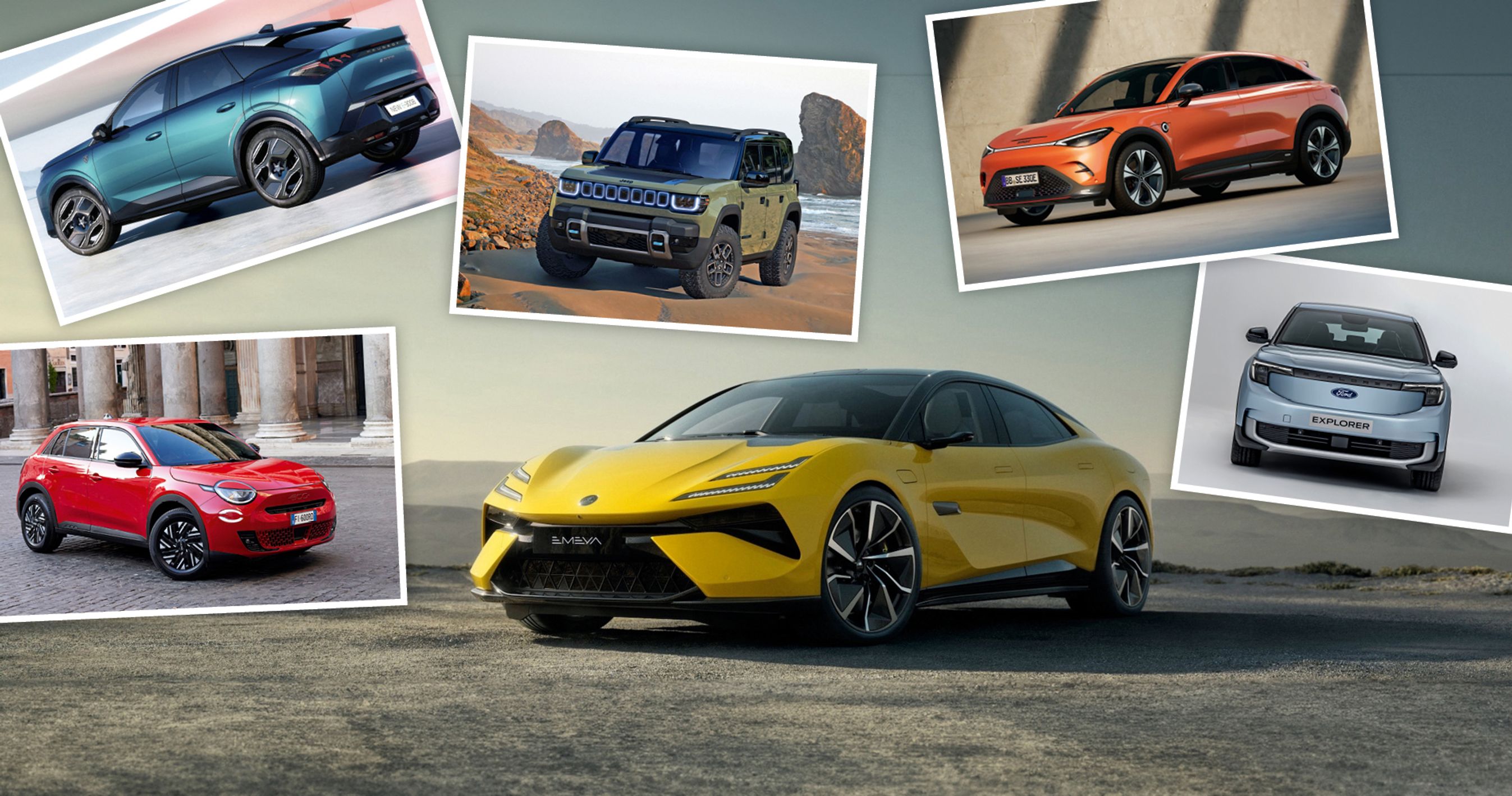 Collage med seks biler