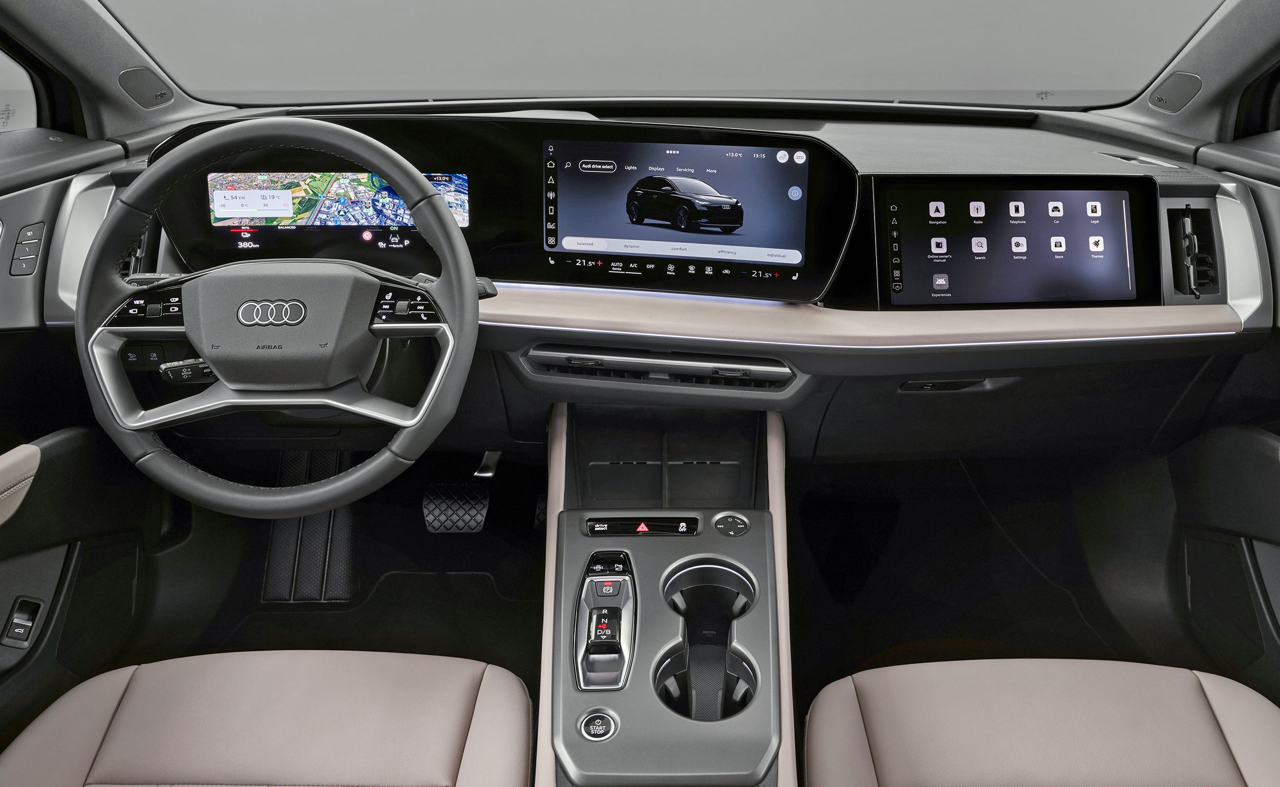 Førerpladsen i Audi Q4.