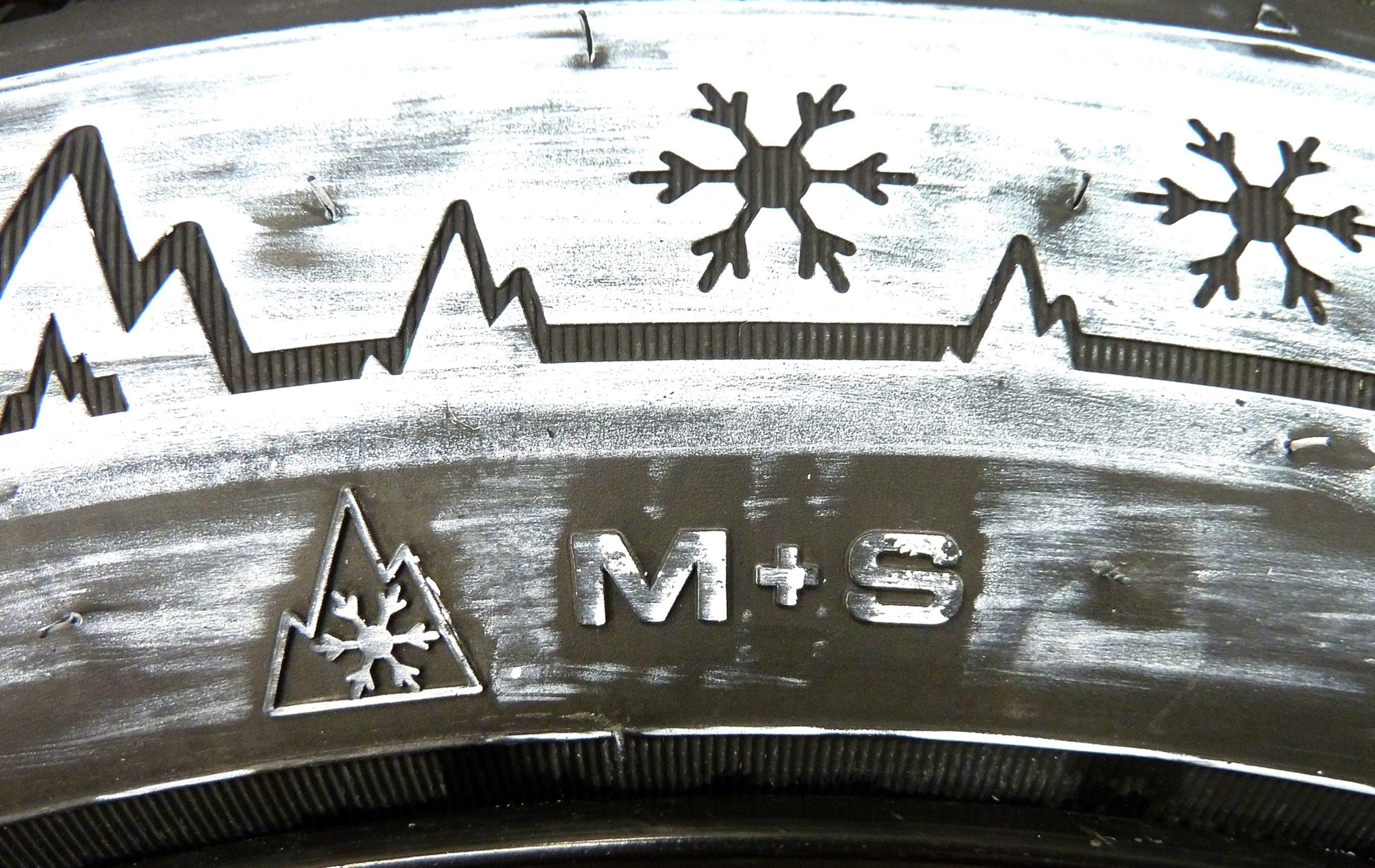 Nærbillede af symboler på vinterdæk