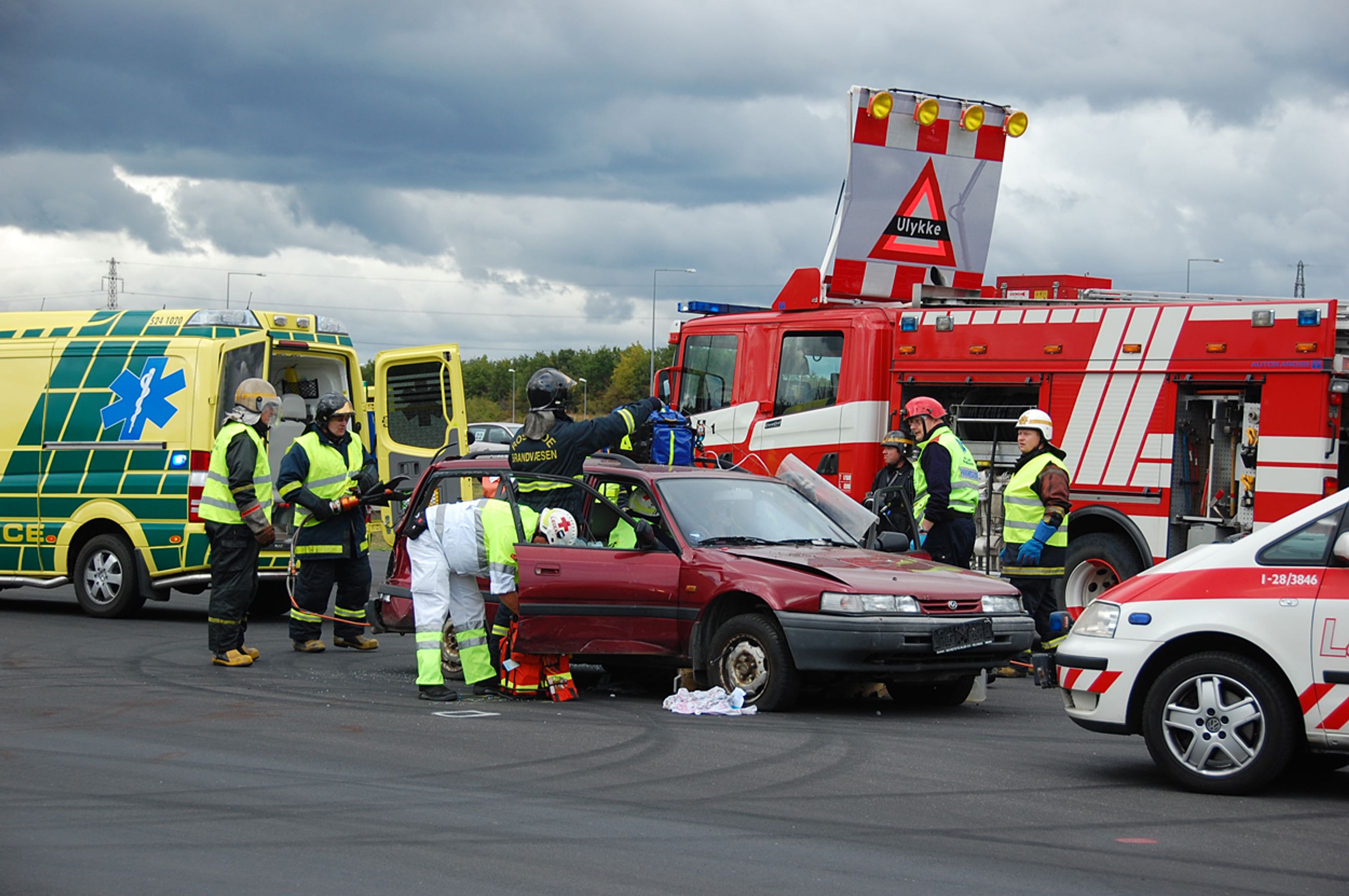 Stadig færre dør i trafikken. Billedet er fra en øvelse på FDM Sjællandsringen.