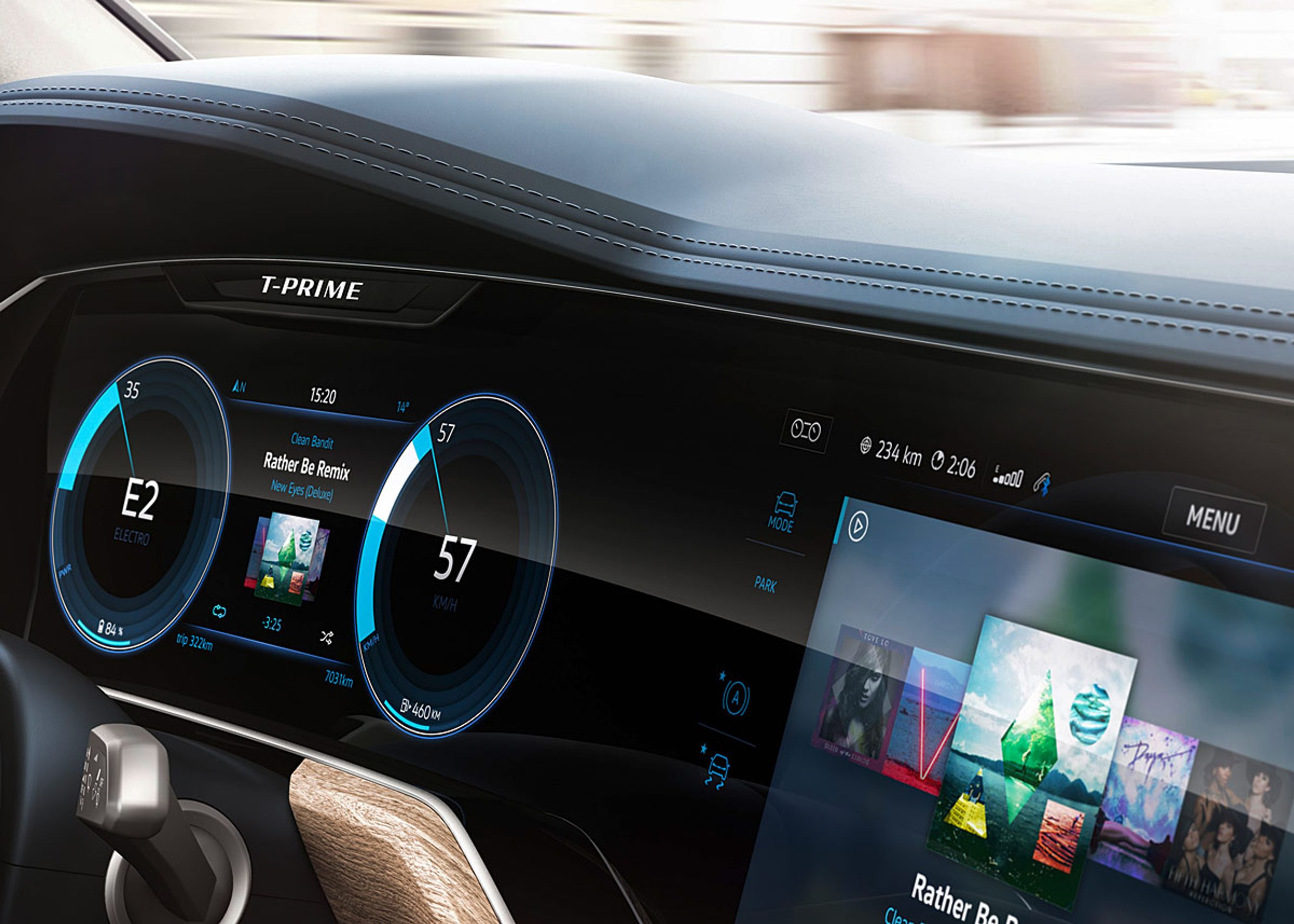 Curved Interaction Area er fremtidens digitale instrumentering i VW-modeller. Foto: VW