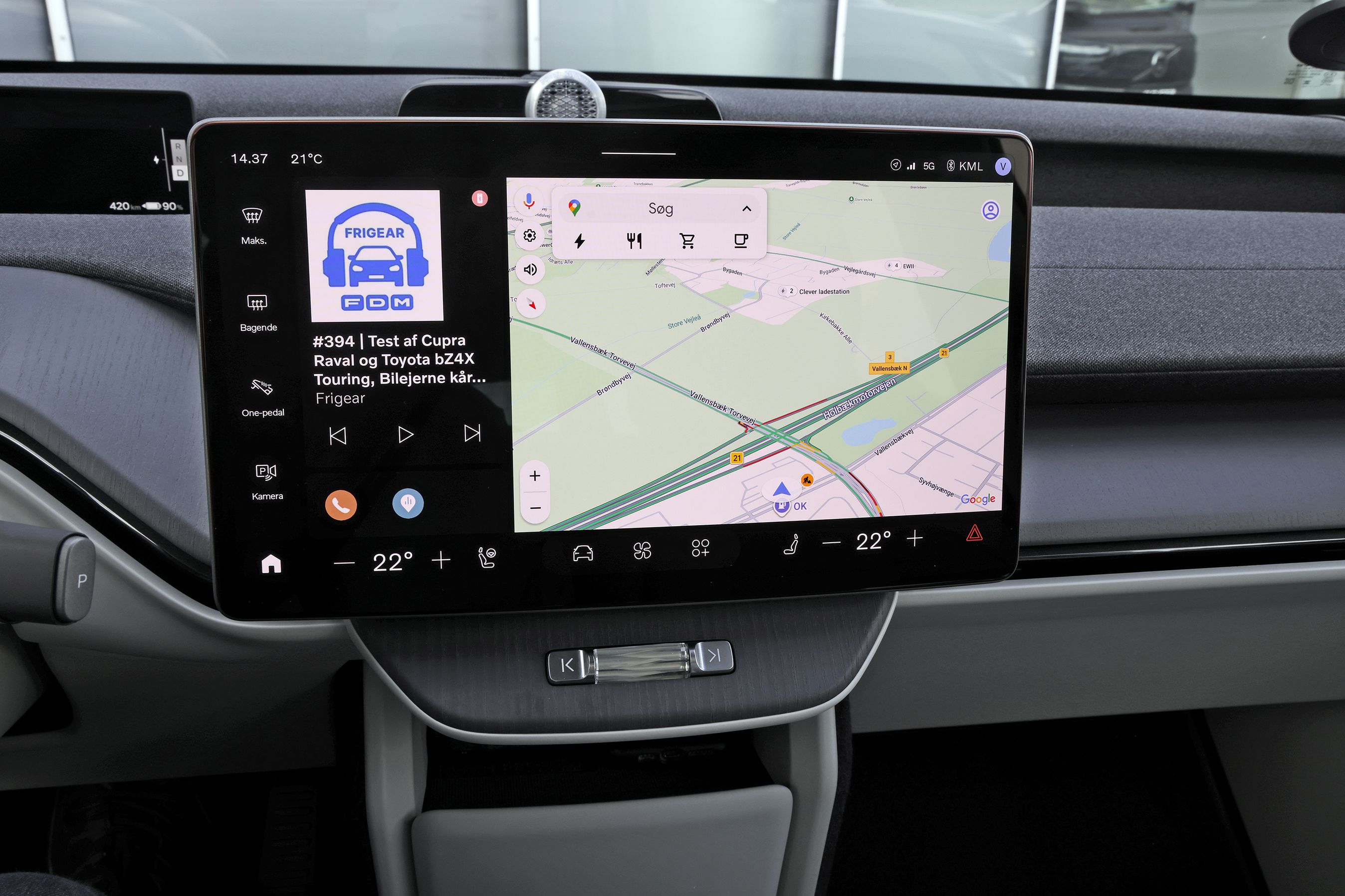 Volvo EX60: Central touchskærm med navigation og infotainmentsystem