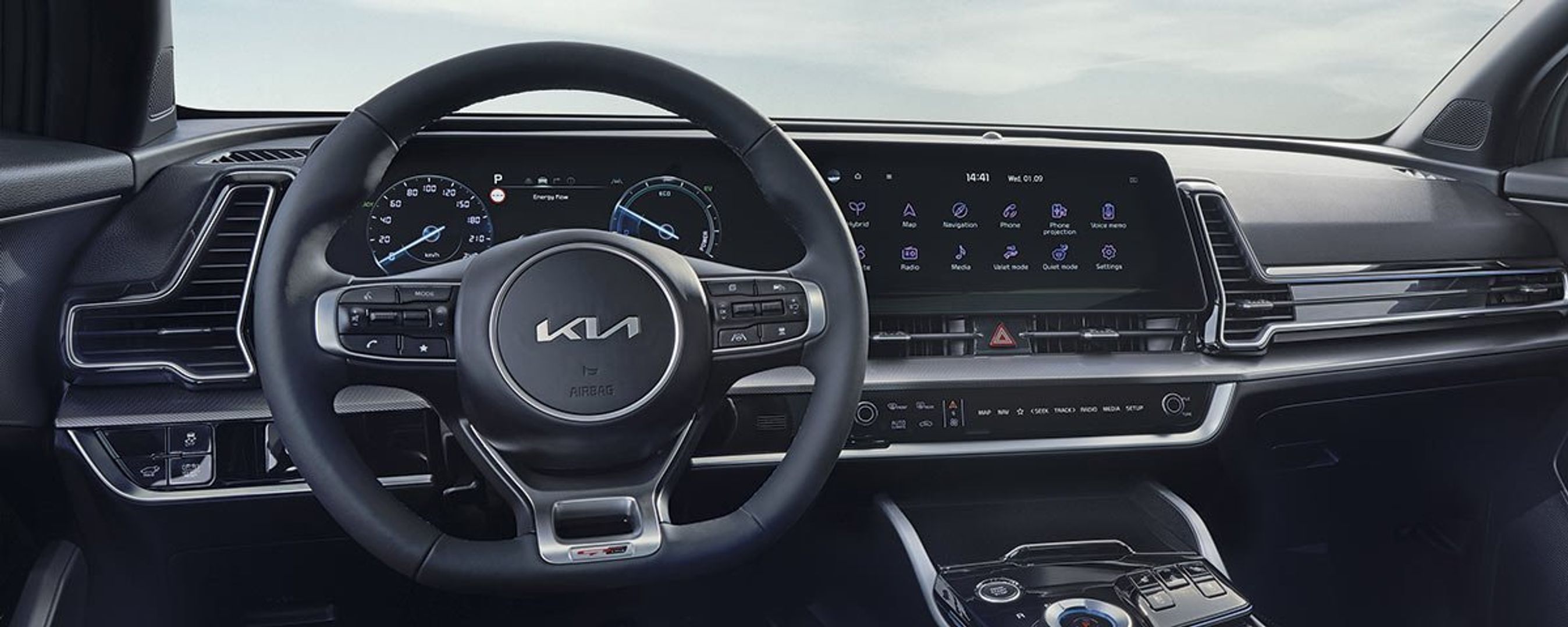 Kia Sportage har to 12,3 tommer skærme som den centrale del af betjeningen og visningen.