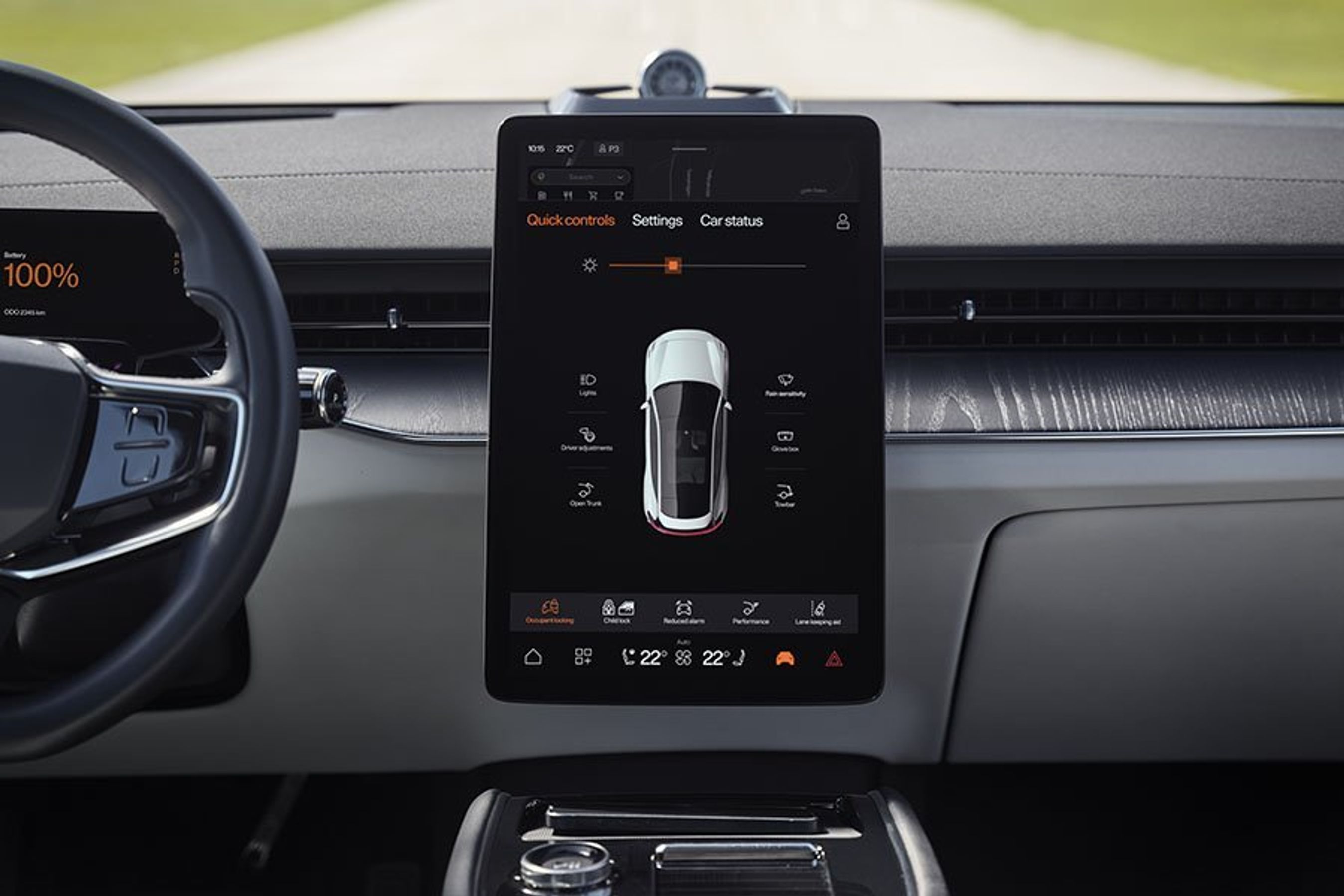 Stor skærm i en Polestar 3