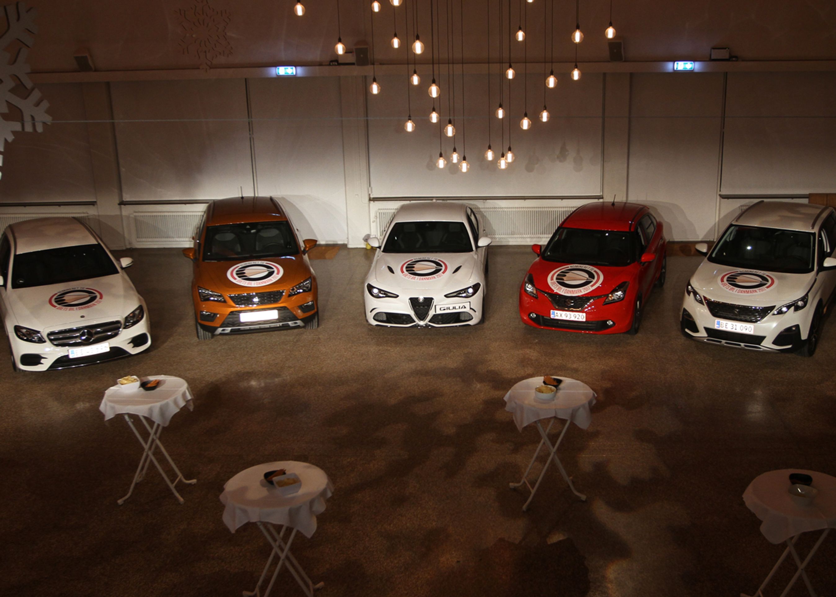 De fem fine biler, der kom i finalen.