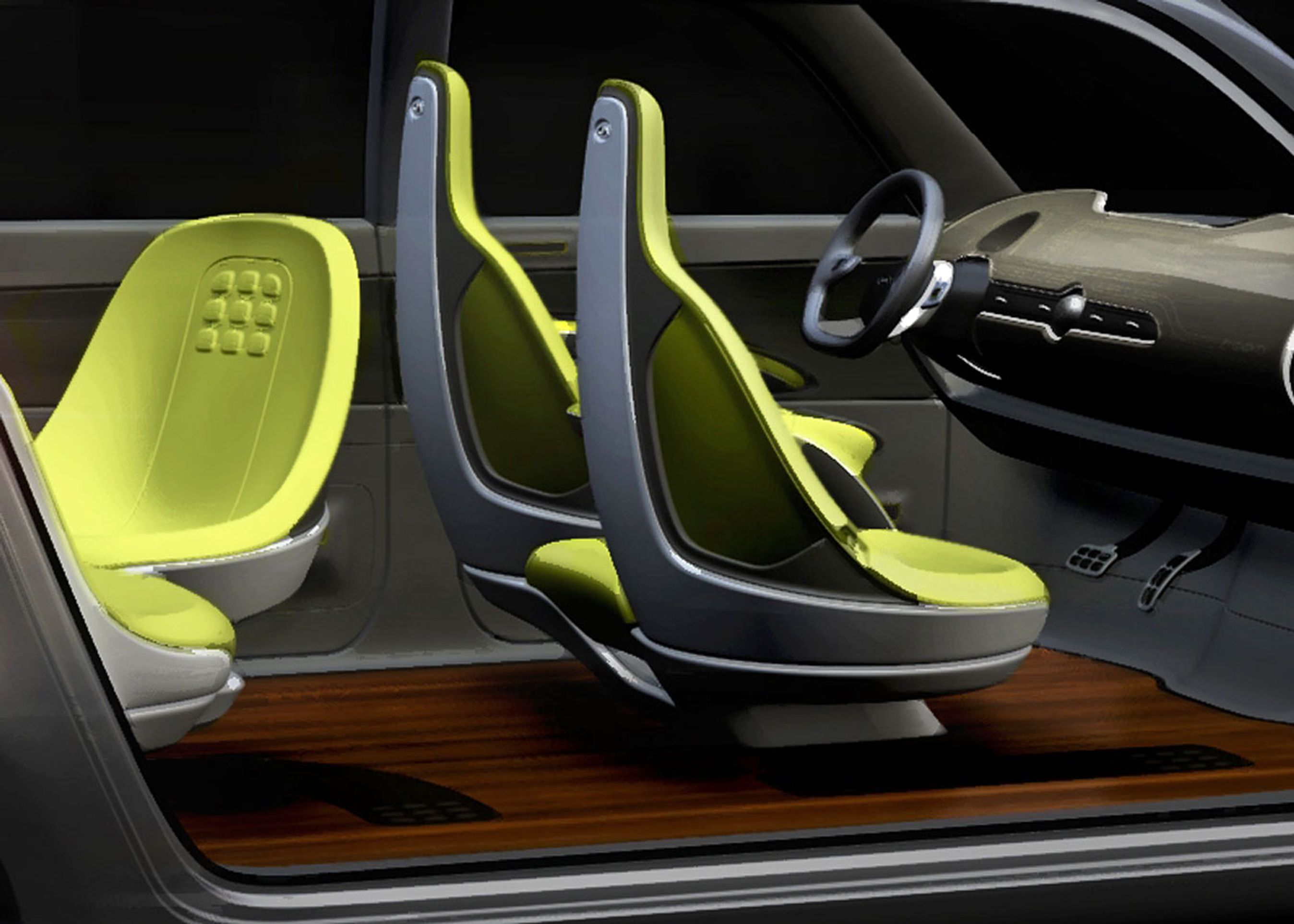 Kabinen i Kia KV7 er alt for futuristisk til at blive taget alvorligt.