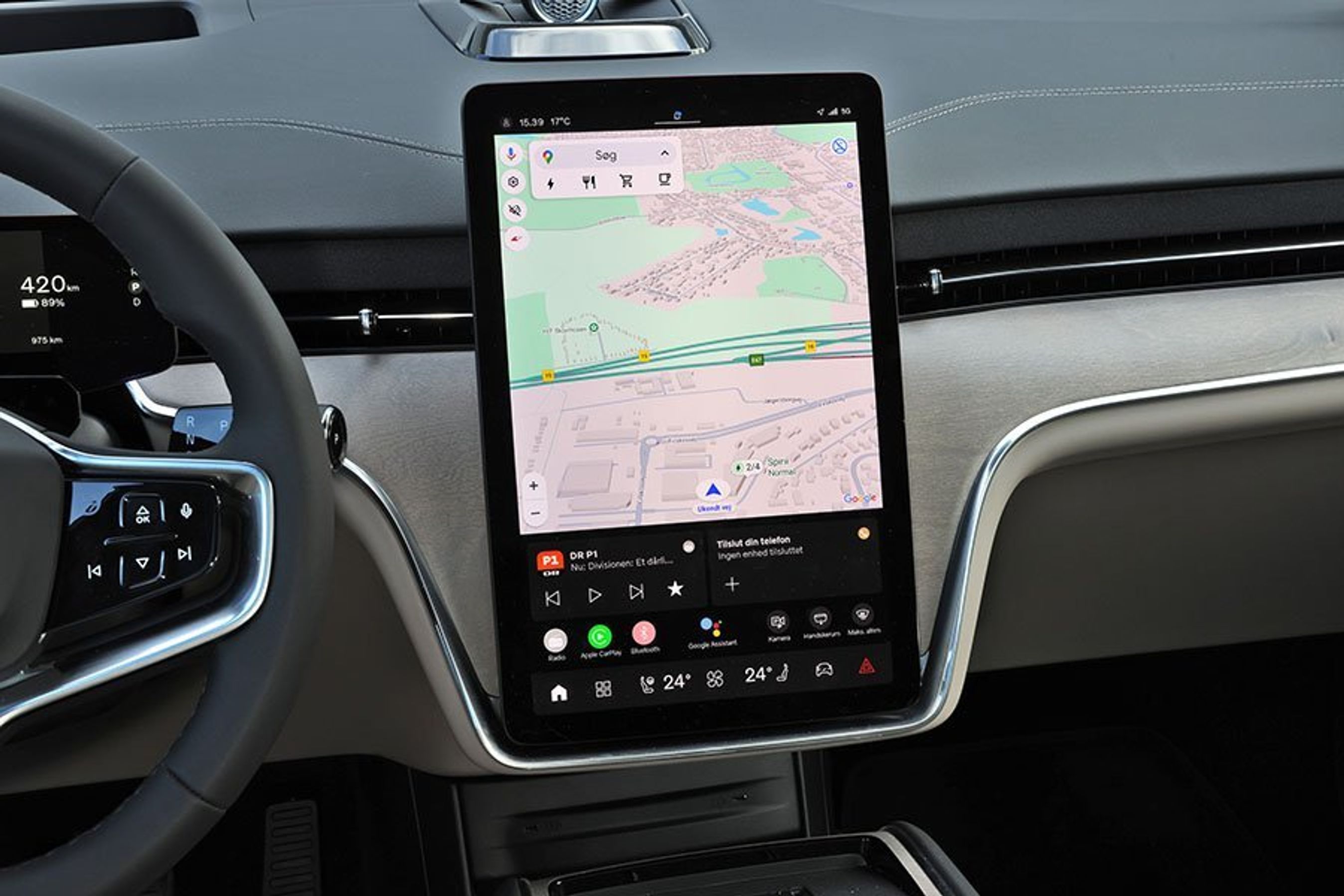 Stor skærm i en Volvo EX90