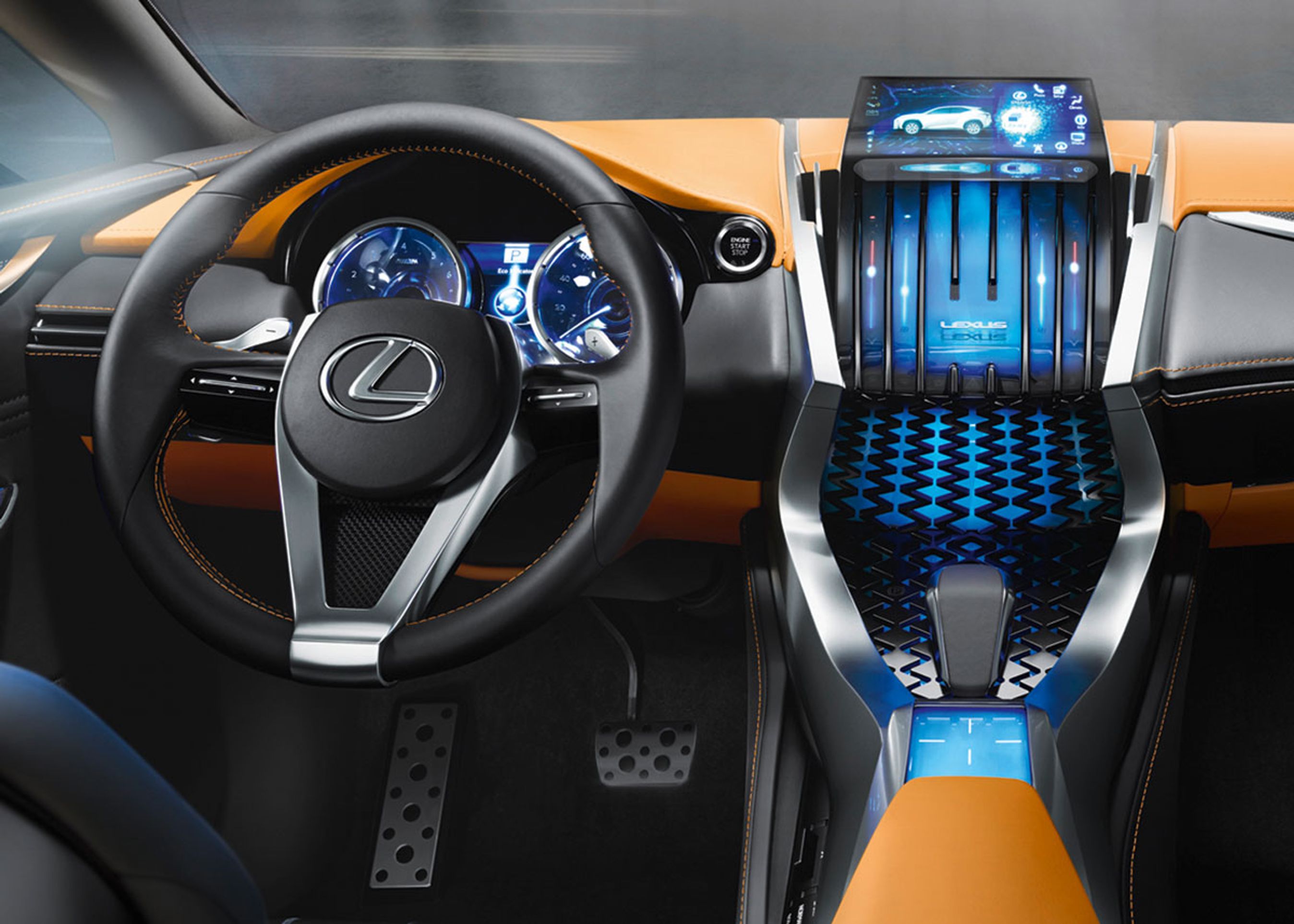 Konceptbilen er bl.a. udstyret med Remote Touch Interface, hvor knapperne er berøringsfølsomme.