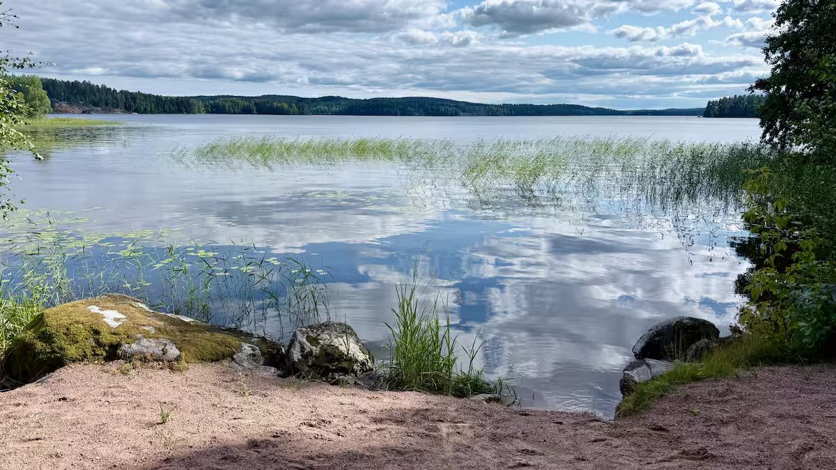 View across Lake Kulovesi from Kutalan Helmi