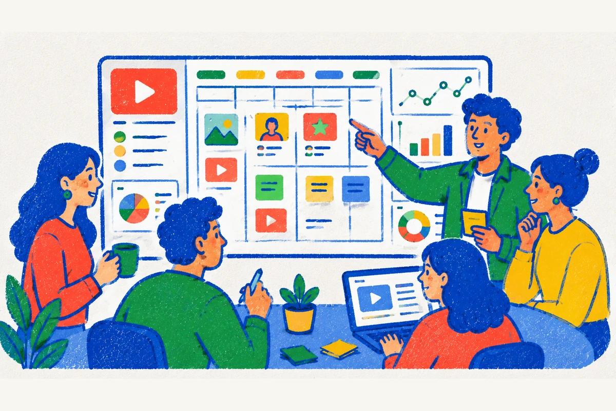 Video takvimi, içerik türleri ve performans verileriyle 90 günlük YouTube yayın planı yapan ekip