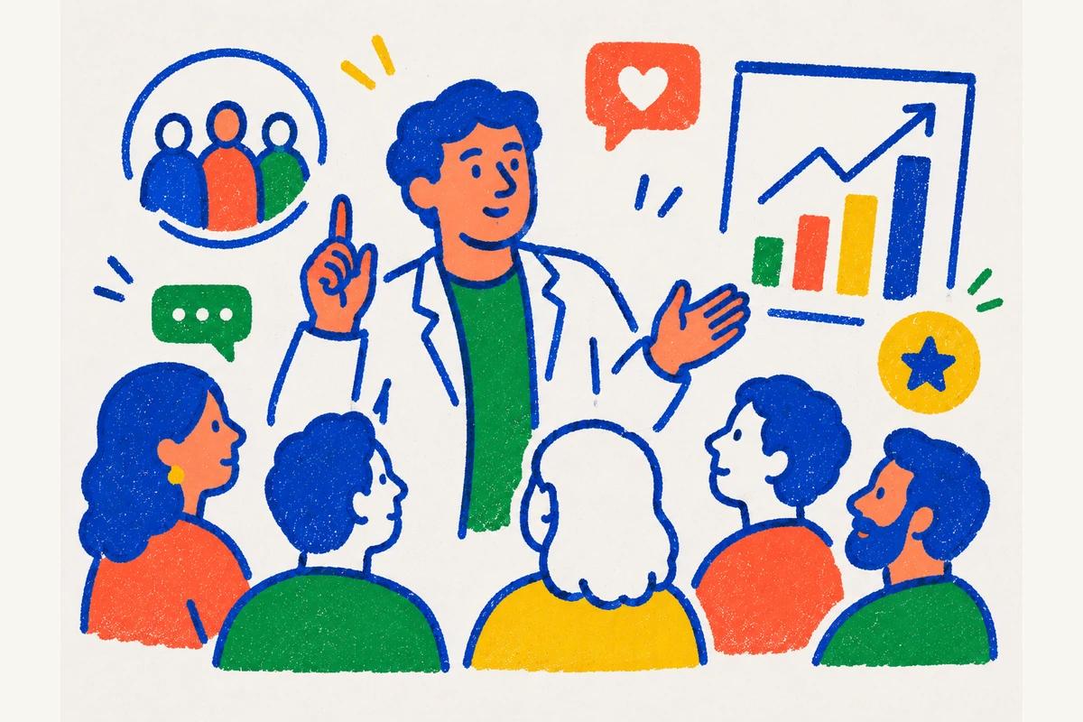 Bir kurucunun topluluğa fikirlerini anlattığı ve etkileşim yarattığı thought leadership sunumu