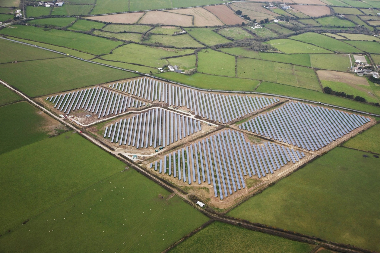 Aerial image of Four Burrows Solar Park