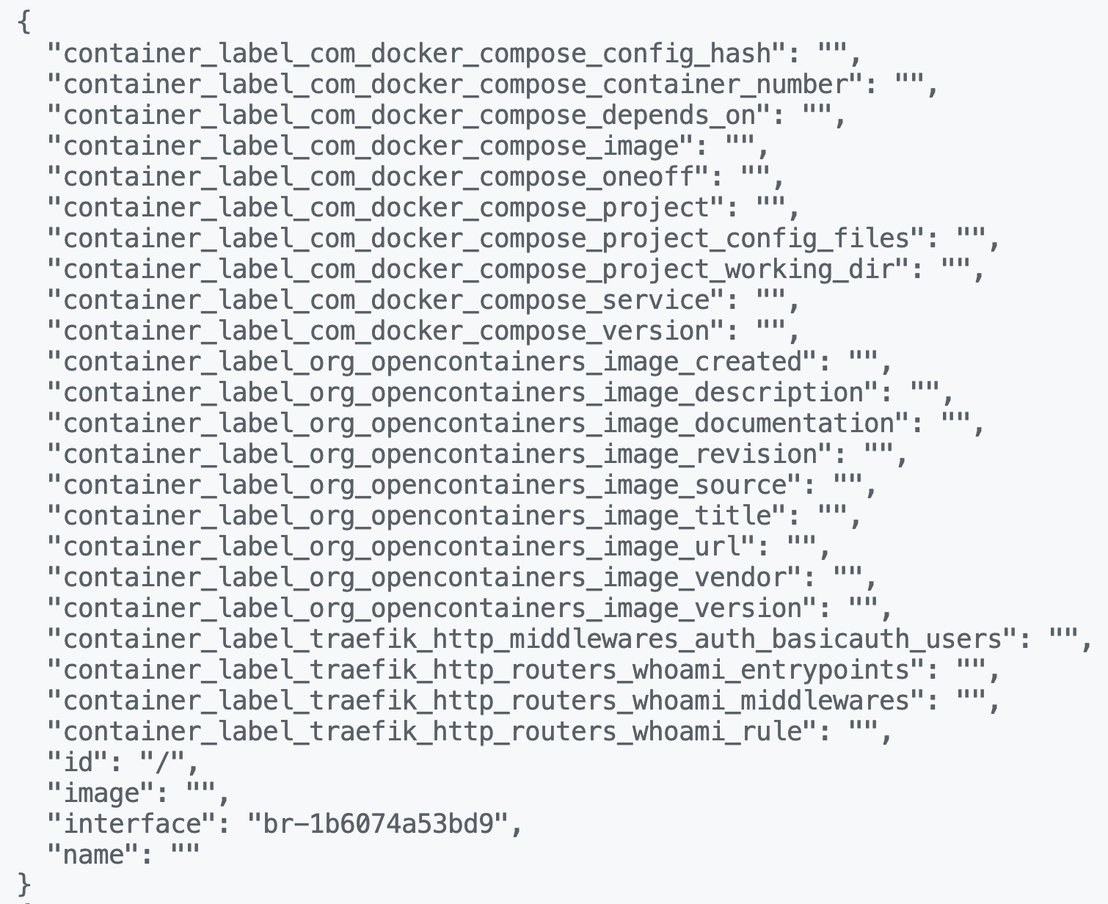 Figure 4. Example of container labels exposed on the “/metrics” endpoint