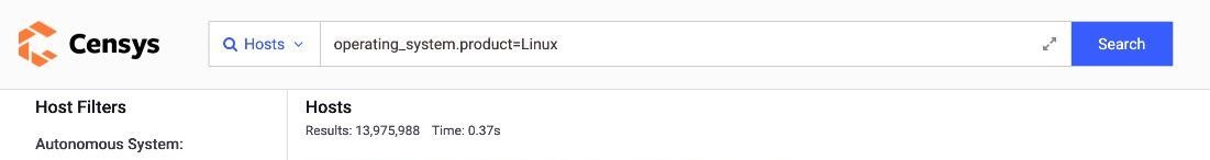 Figure 3. The total number of exposed Linux servers detected by Censys.io as of July 6, 2021 (Query: operating system.product=Linux)