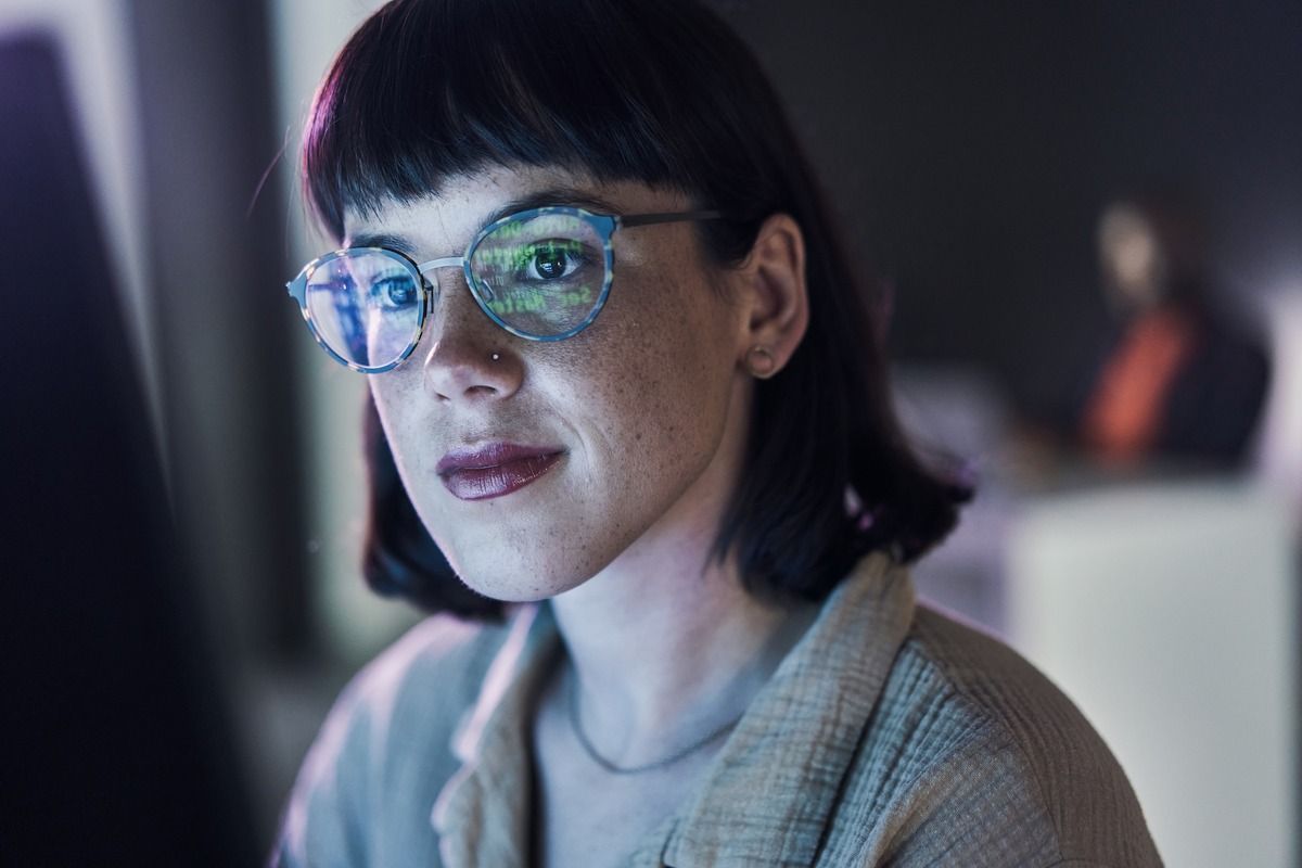 woman looking at screen